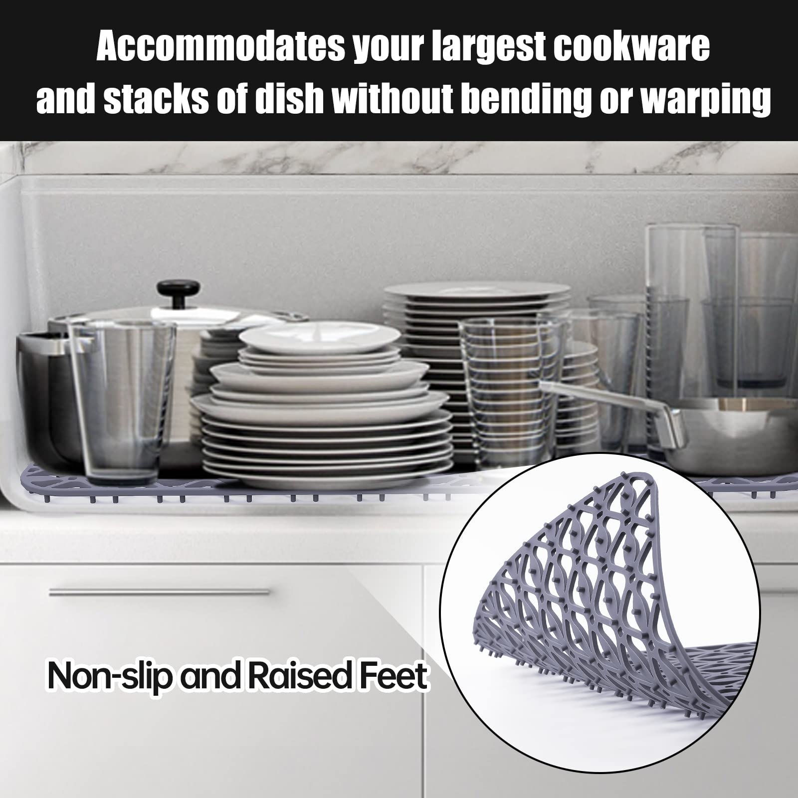 Justogo Sink Protectors For Kitchen Sink, Center Drain Kitchen Sink Protector Grid Accessory 28.3''X 15.6'', Folding Sink Mats G