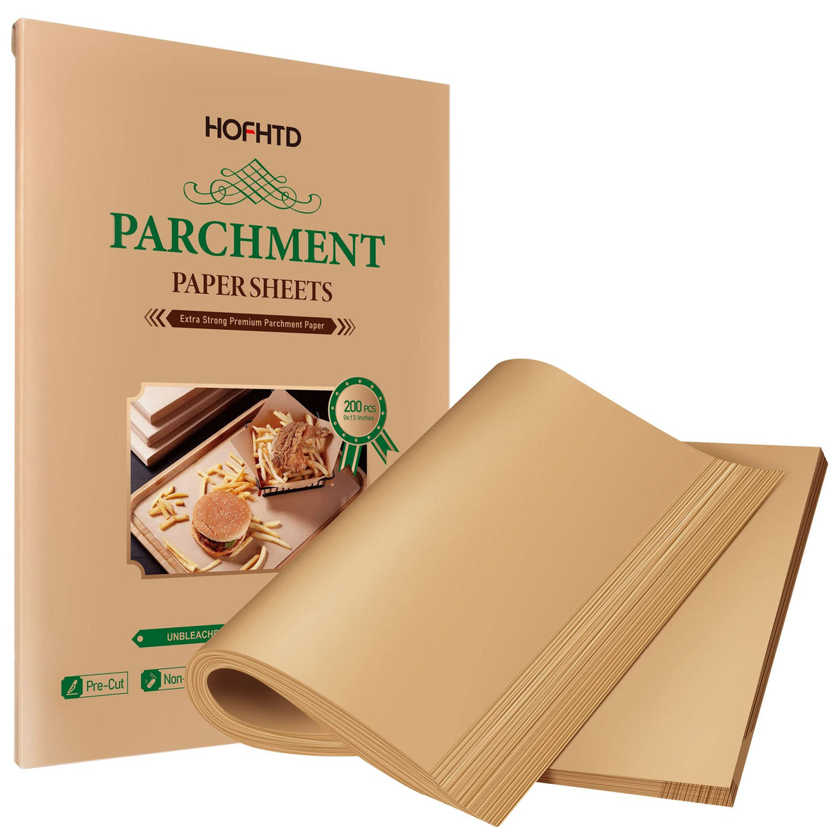 200 Pcs Parchment Paper Sheets 9 X 13 Inches, Precut Parchment Paper For Baking, Air Fryer Disposable Paper Liner, Hofhtd Non-St