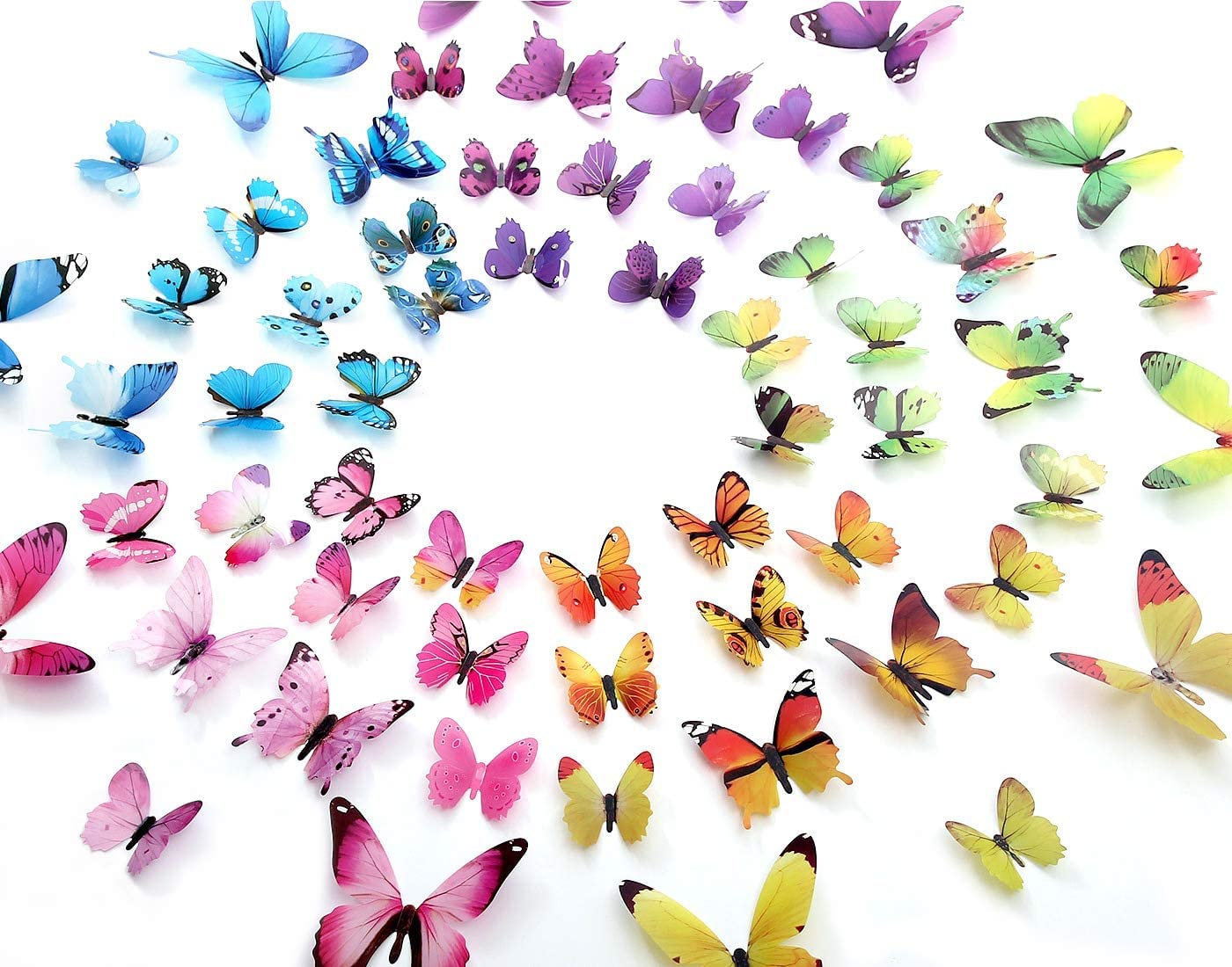 Eoorau 60Pcs Butterfly Wall Decals - 3D Butterflies Removable Mural Wall Stickers For Kids Girls Home Room Bedroom Decoration