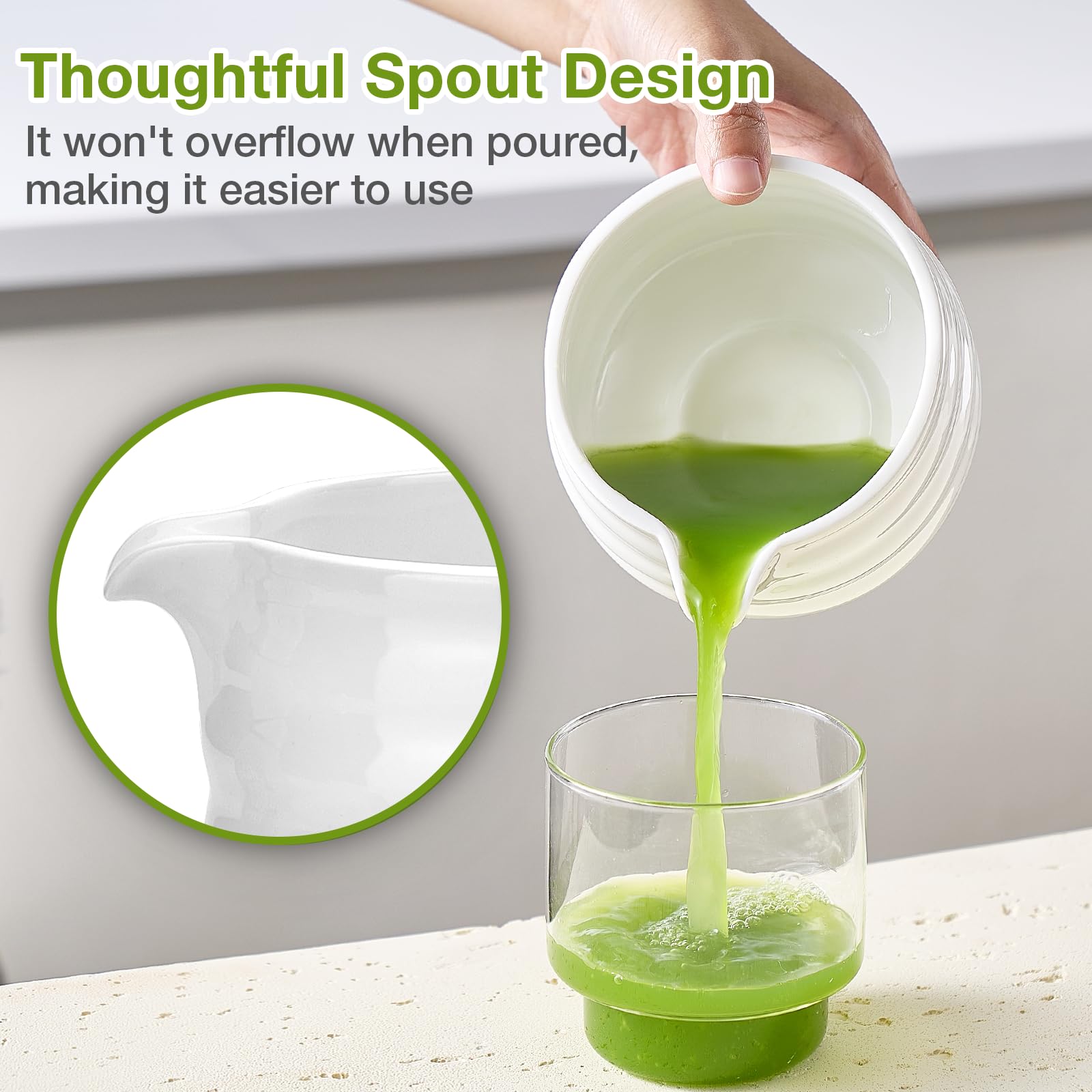 Matcha Whisk Set, Japanese Tea Set (5Pcs) Includes Matcha Bowl With Spout (19 Oz), Bamboo Matcha Whisk And Matcha Scoop, Matcha