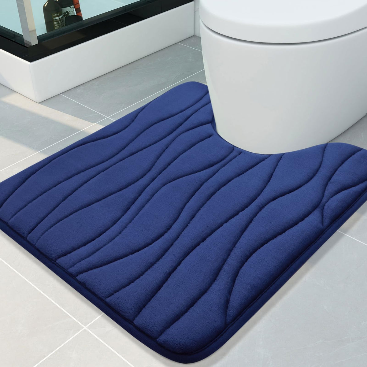 Buganda Memory Foam Toilet Rugs U-Shaped 24X20, Ultra Soft And Absorbent Bathroom Rugs, Non-Slip Toilet Bath Mat, Machine Wash D