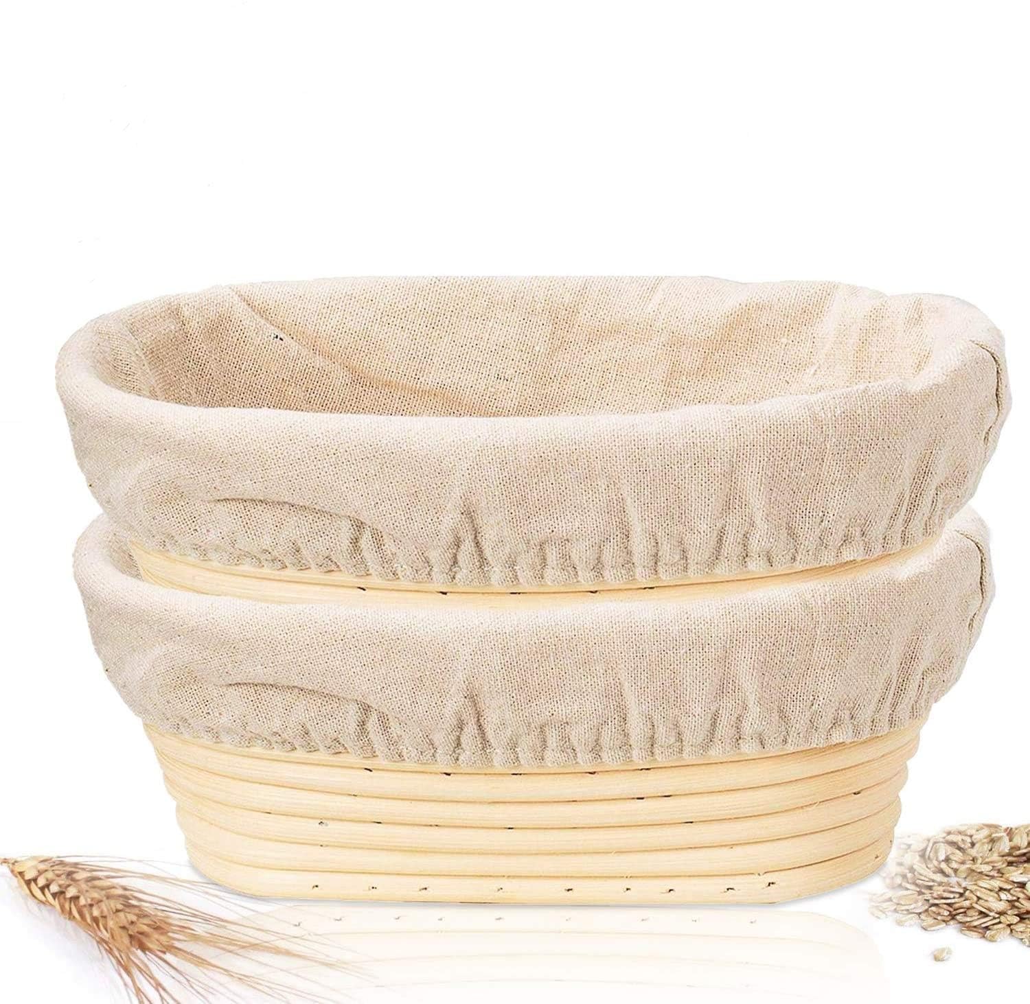 Banneton Bread Proofing Basket, 2 Pack 10 Inch Oval Sourdough Proofing Basket, Sourdough Bread Baking Supplies For Making Baking