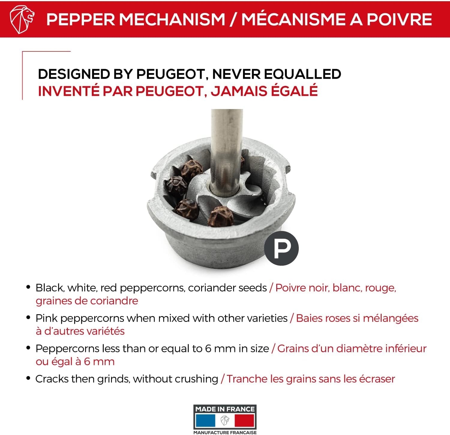 Peugeot - Paris U'Select Manual Pepper Mill - Adjustable Grinder - Beechwood, Graphite Finish 8.67In.