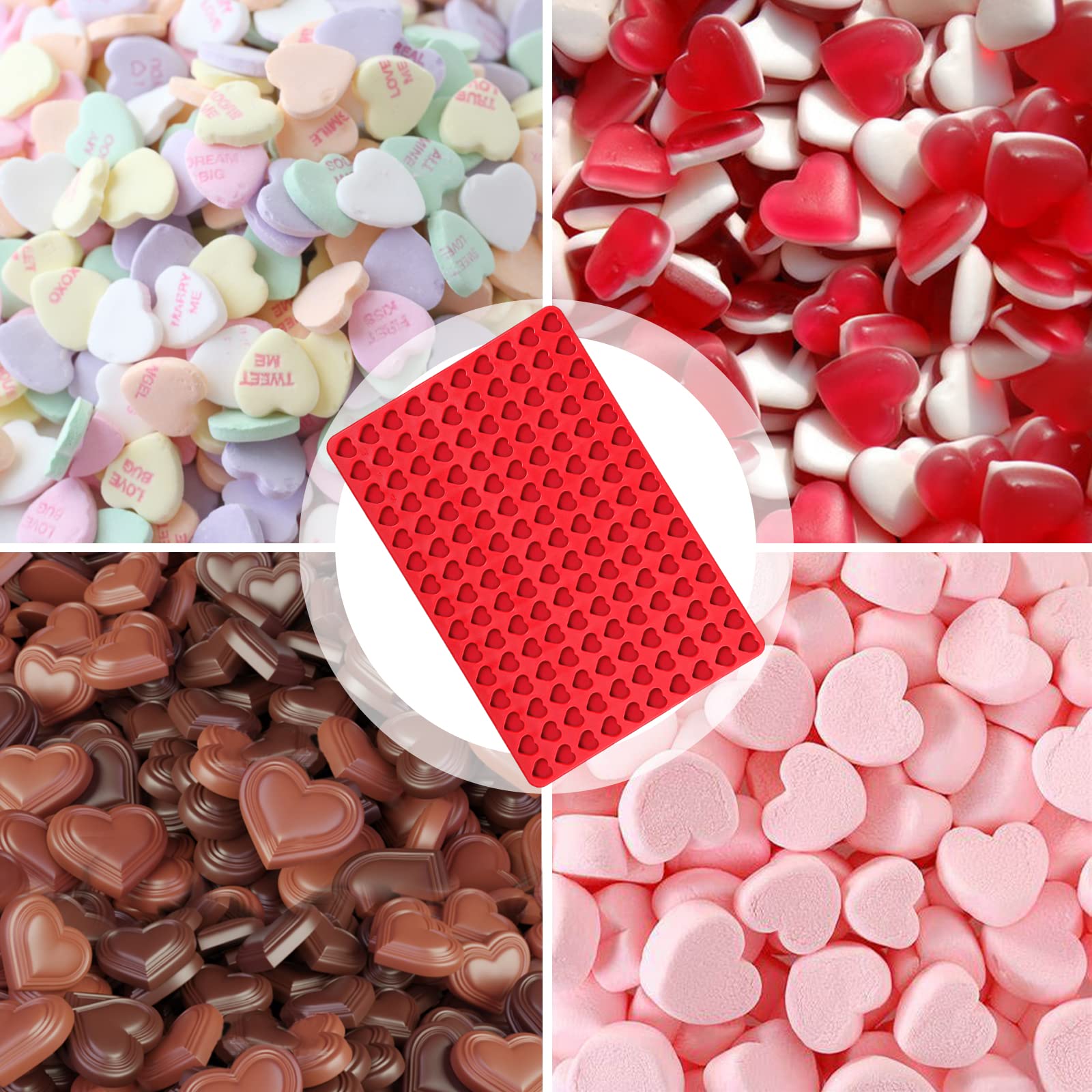 Webake Mini Heart Mold, 150 Cavities Heart Mould Silicone Gummy Candy Chocolate Mold Baking Tray For Homemade Treats Valentine'S