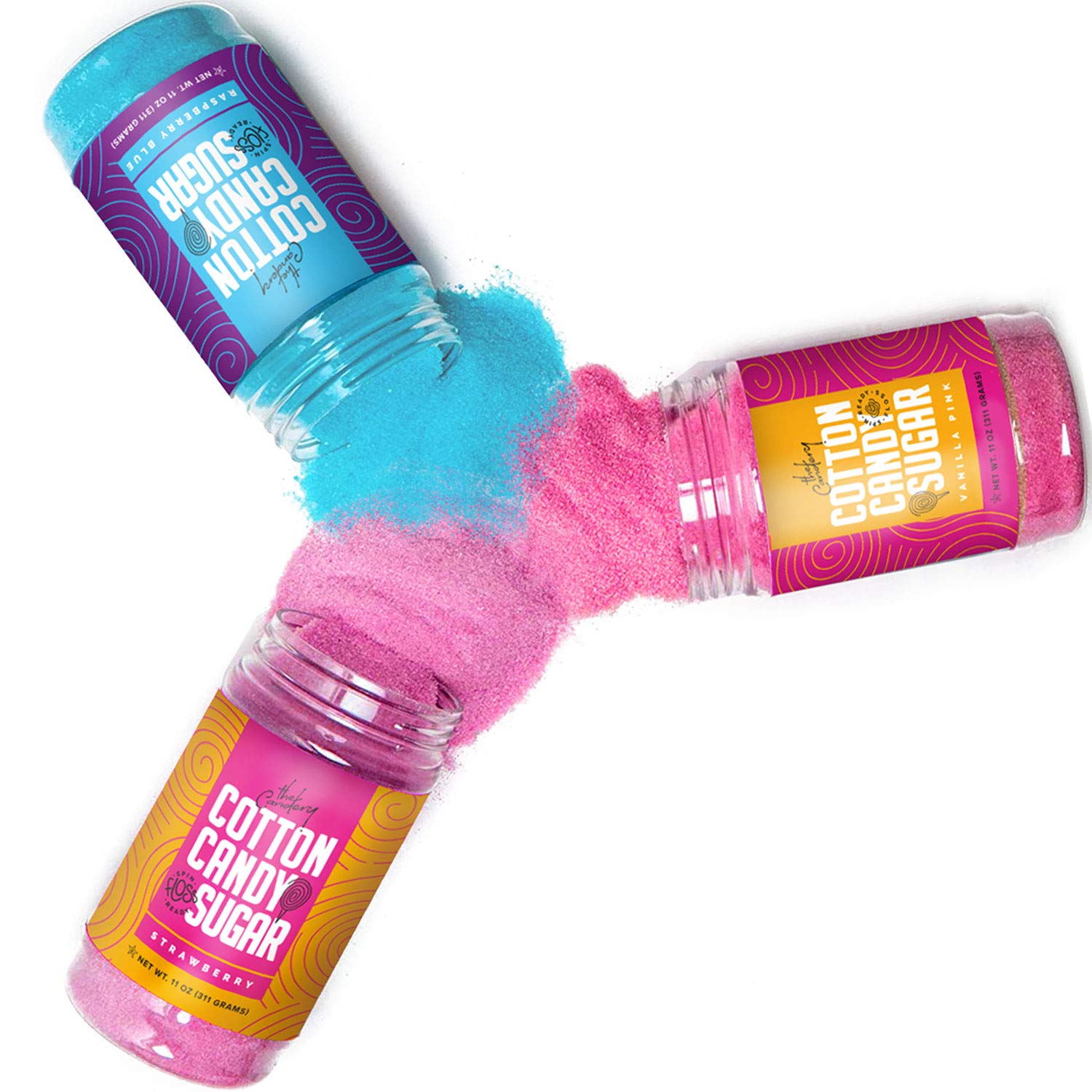 The Candery Cotton Candy Floss Sugar (3-Pack) Includes 50 Premium Cones (3-Pack 11Oz With 50 Cones) Kosher