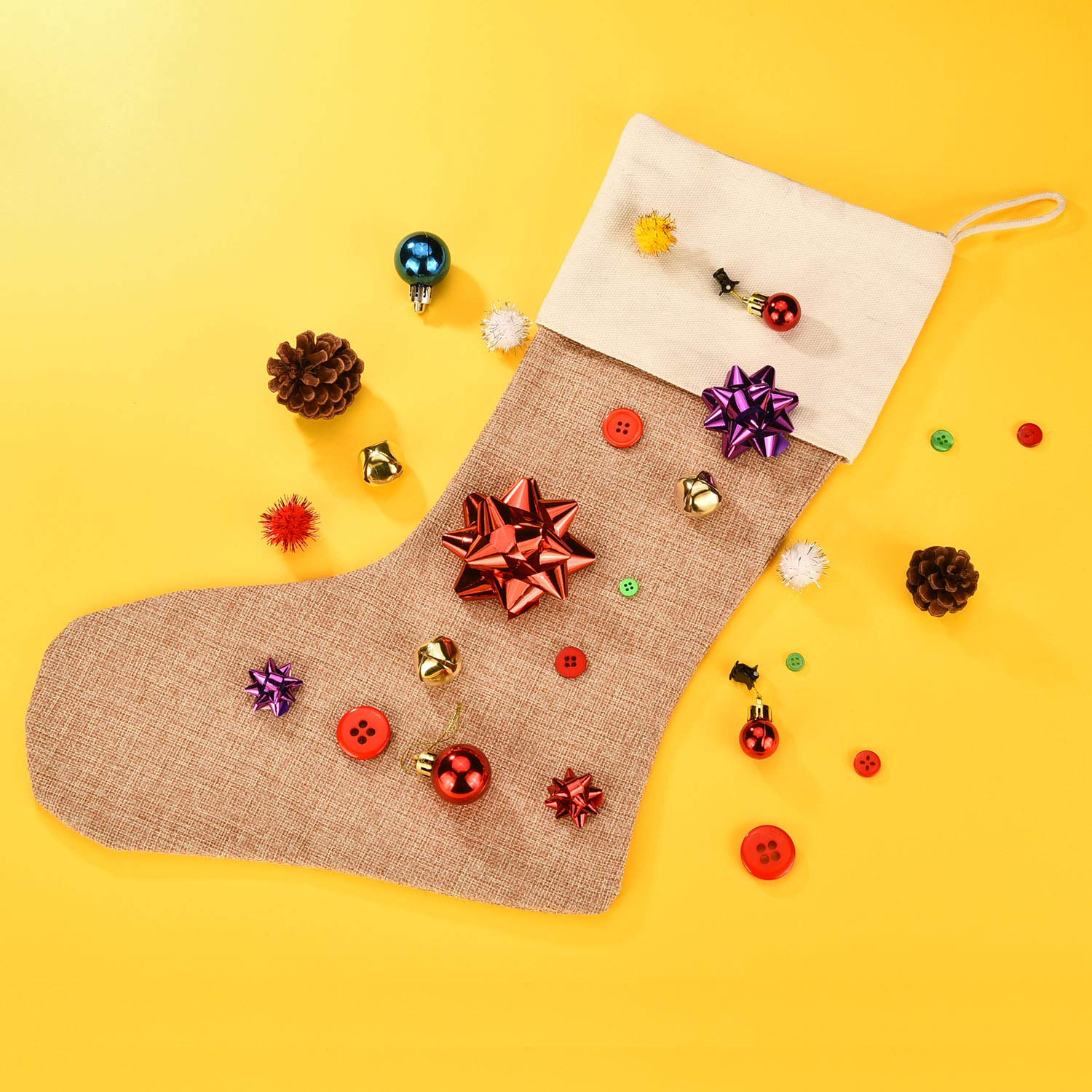 Sunshane Burlap Christmas Stockings Xmas Fireplace Hanging Stockings Decoration Stockings for Christmas Decoration DIY Craft (Co