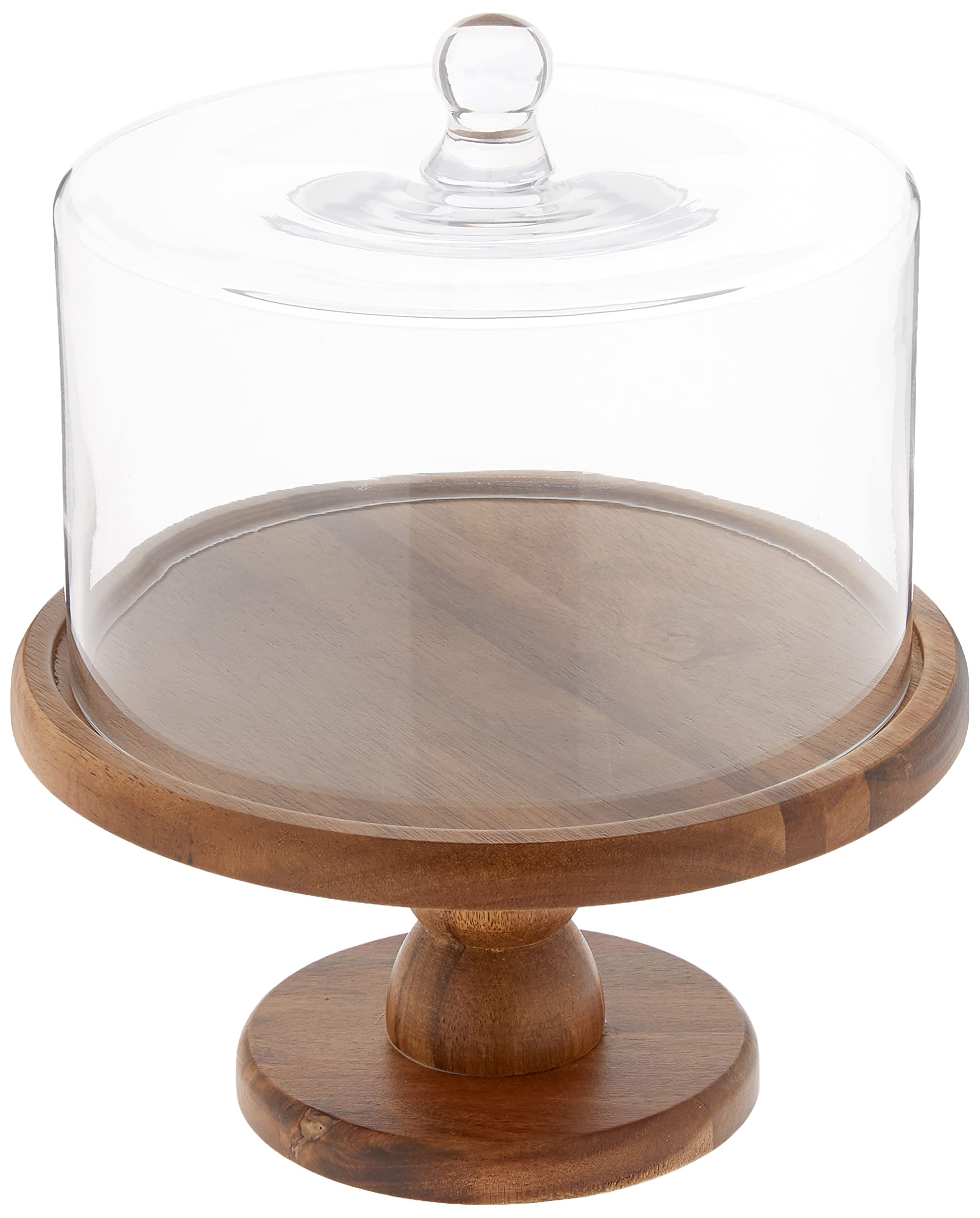 American Atelier , Brown Madera Pedestal Plate with Lid - Domed Serving Cake Stand - for Cupcakes, Pies, Veggie Platter, Dessert