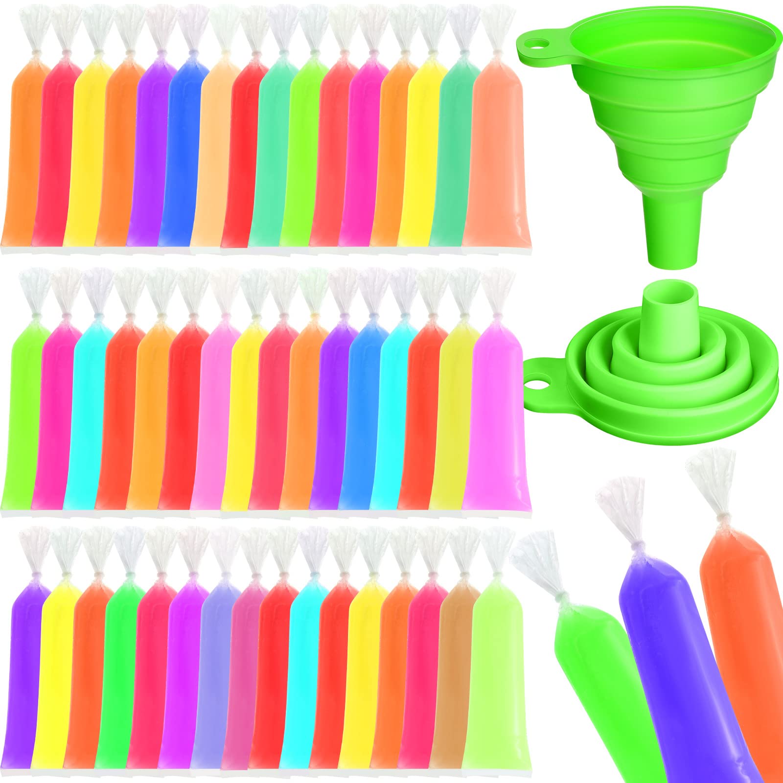 600 Pcs Disposable Ice Lolly Bags Ice Lolly Mold Bags Plastic Ice Cream Bags With Silicone Foldable Funnel For Making Ice Candy,