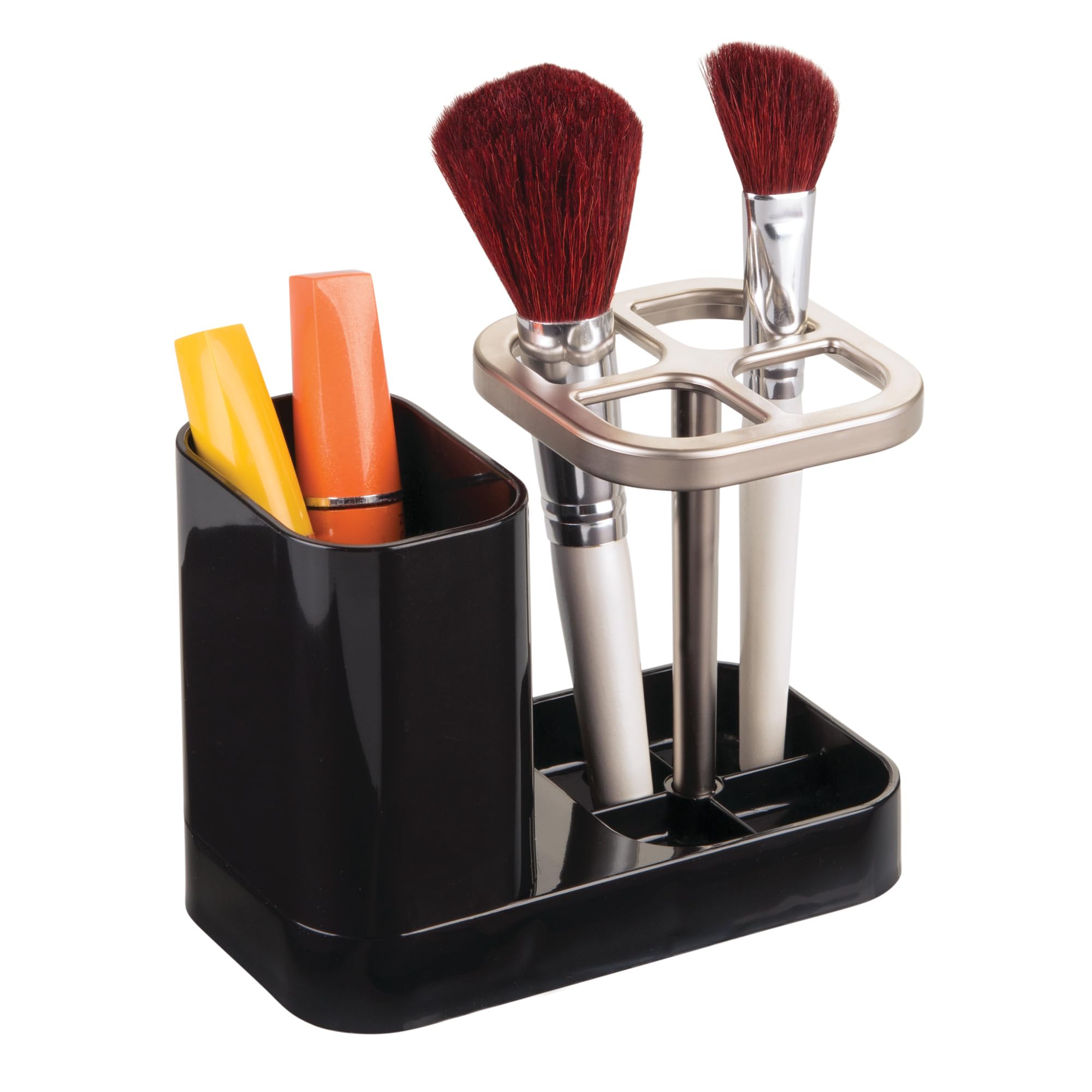 iDesign Toothbrush Holder with 4 Divided Sections - Black/Matte Satin