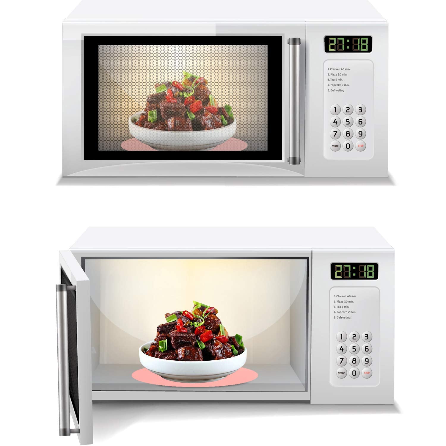 12'' Inch Silicone Microwave Multi-Mat, Non-Stick Heat Resistant Oven Mat Microwave Trivet Mat - 2 Pack (Pink)