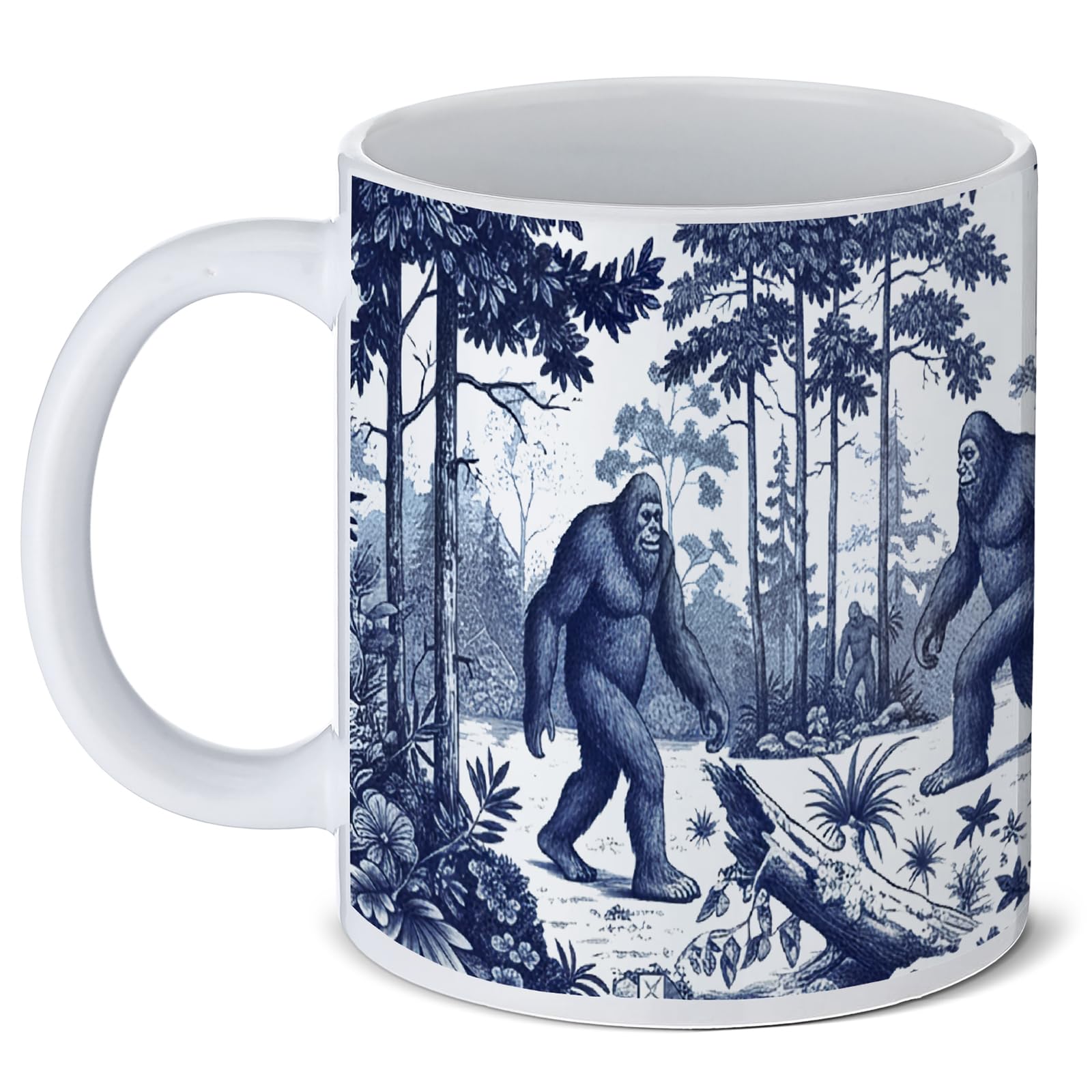 Rtteri Bigfoot Mug Gifts 11 oz Fun Spooky Mugs Full Print Pattern Coffee Cups for Men Women Novelty Ceramic Glossy Cups Decorati