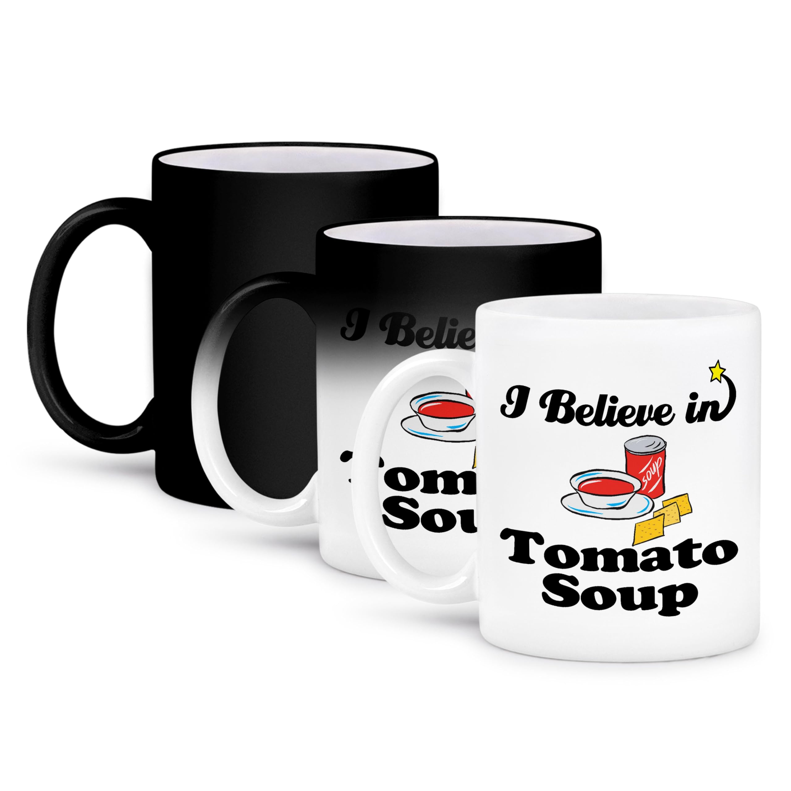 3dRose I Believe In Tomato Soup 11oz Magic Transforming Mug