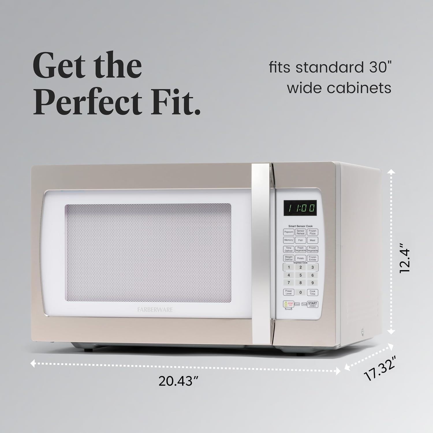 Farberware Countertop Microwave 1100 Watts, 1.3 Cu Ft - Smart Sensor Microwave Oven With Led Lighting And Child Lock - Perfect F