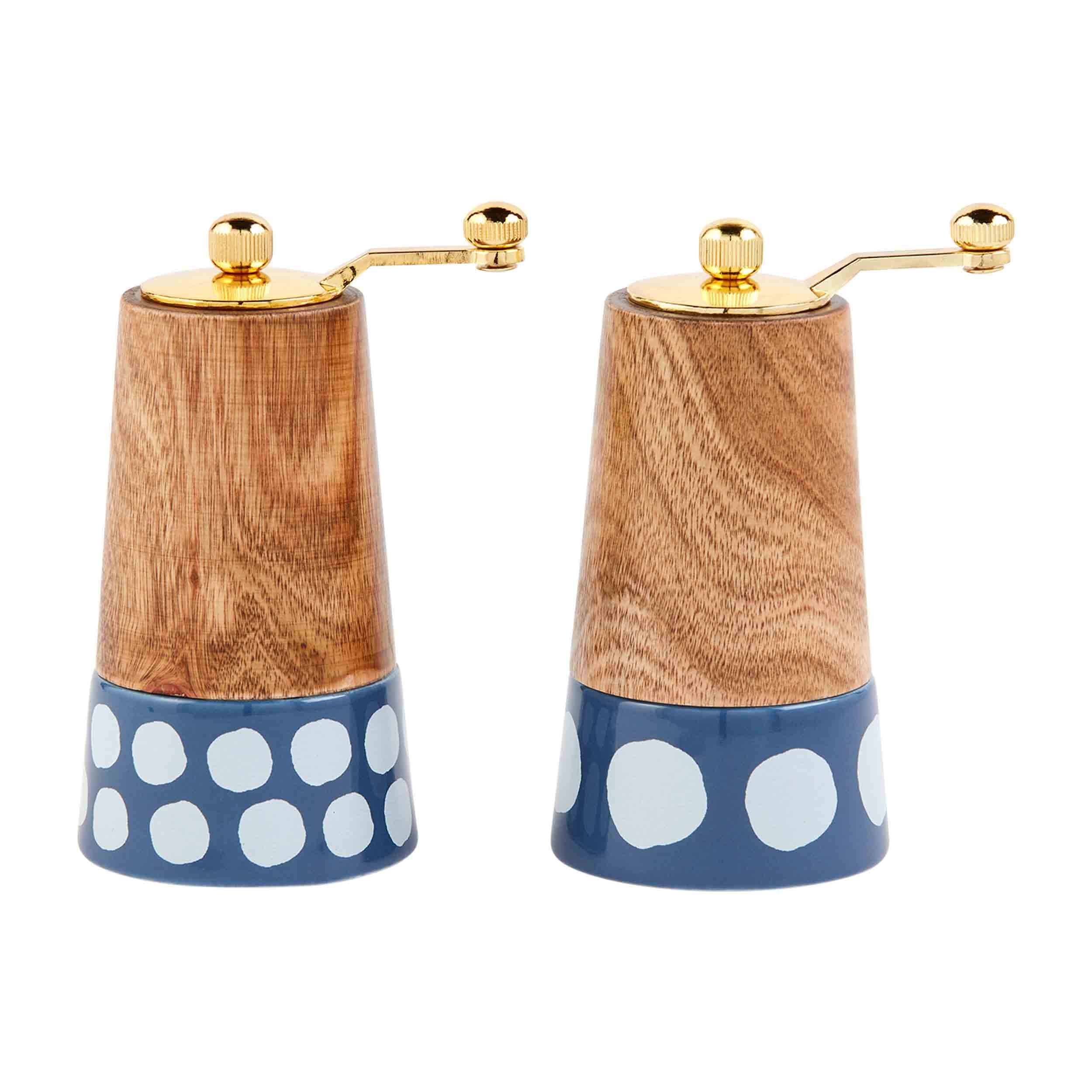 Mud Pie Dot Enamel S P Grinder Set; 5'' X 2 3/4'' Dia