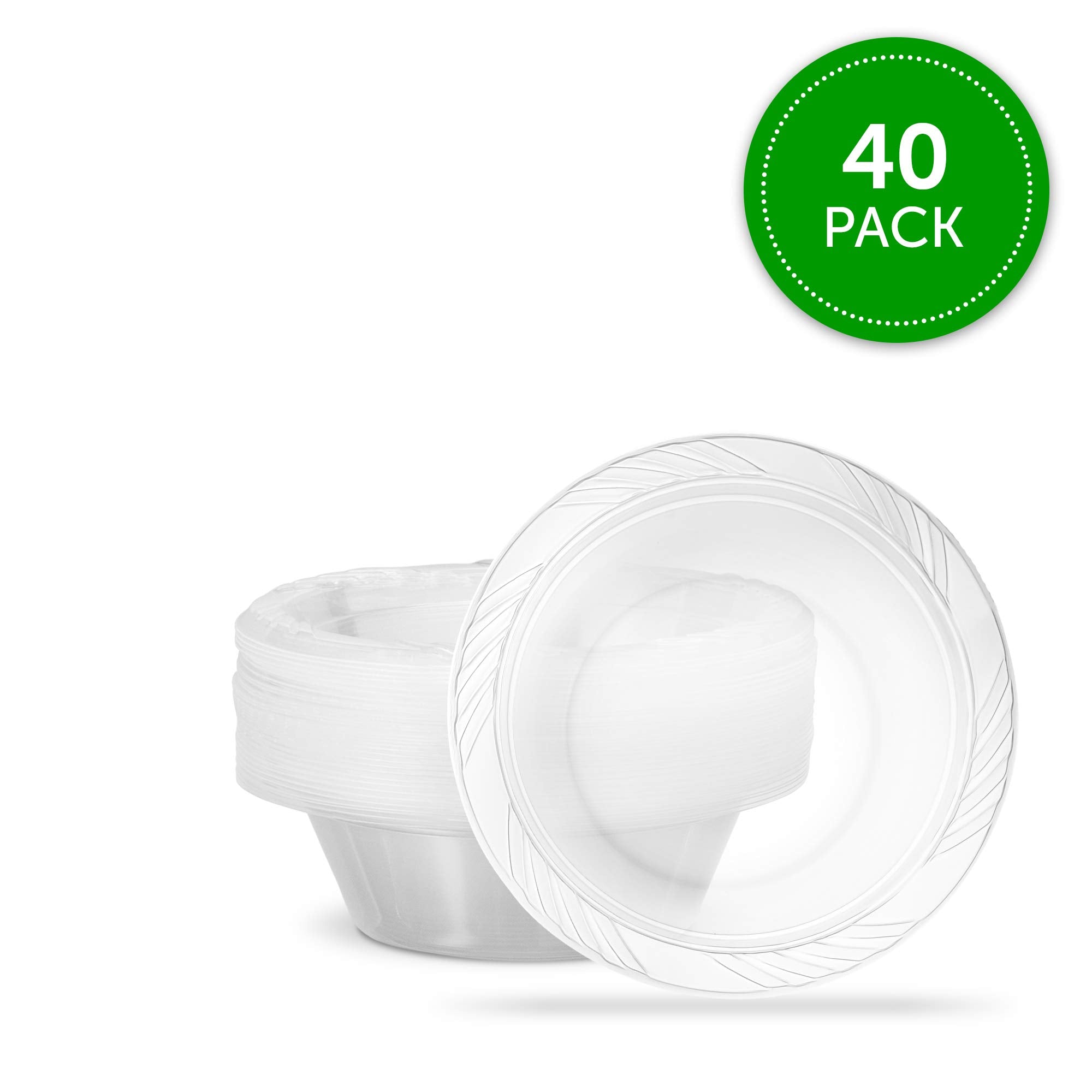 PLASTICPRO 5 ounce Premium Crystal Clear Disposable Plastic Dessert Size Party Bowls Pack of 40