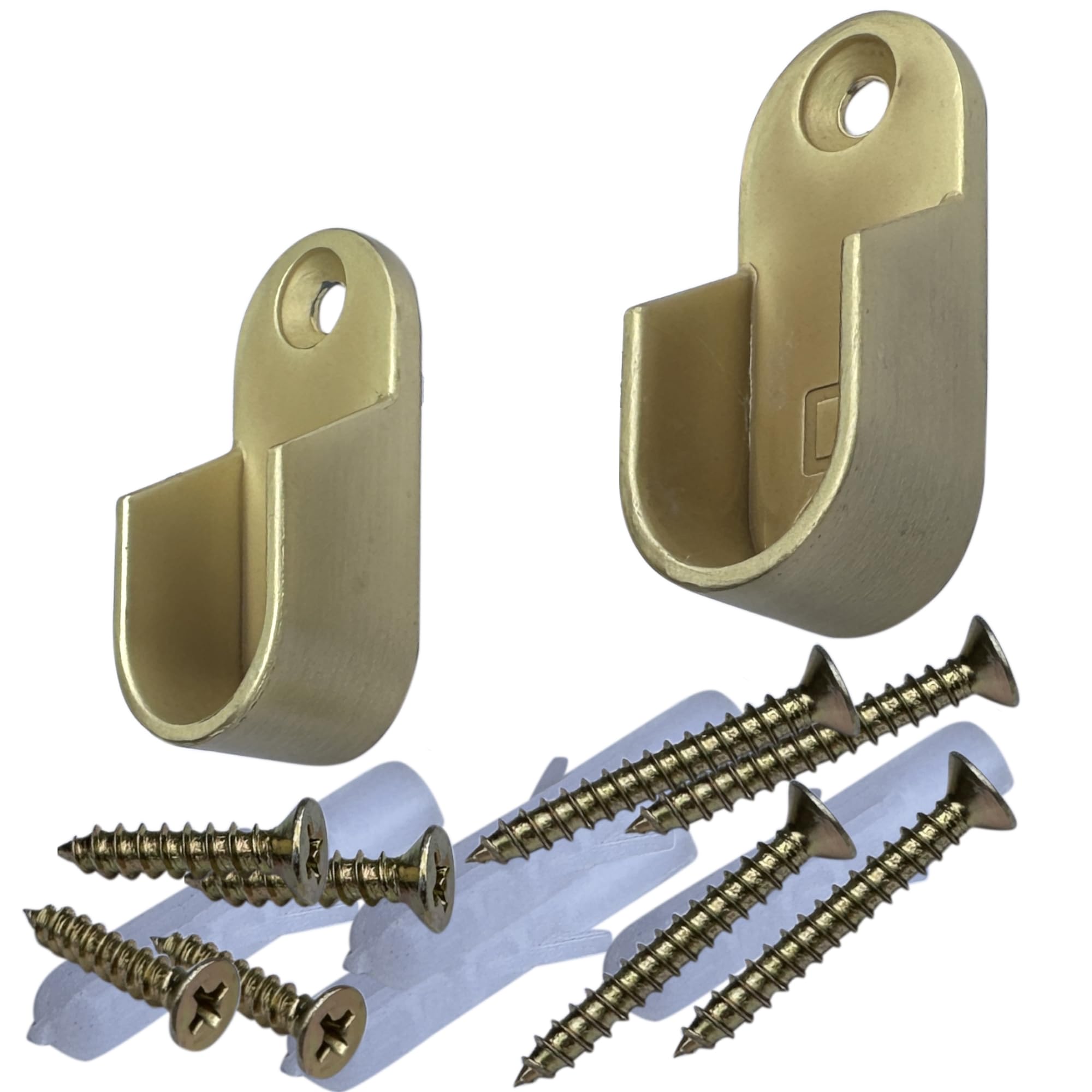 Oval Closet Rod End Supports | Screw on Type | 15mm x 30mm | Satin Brass | 4 Pack