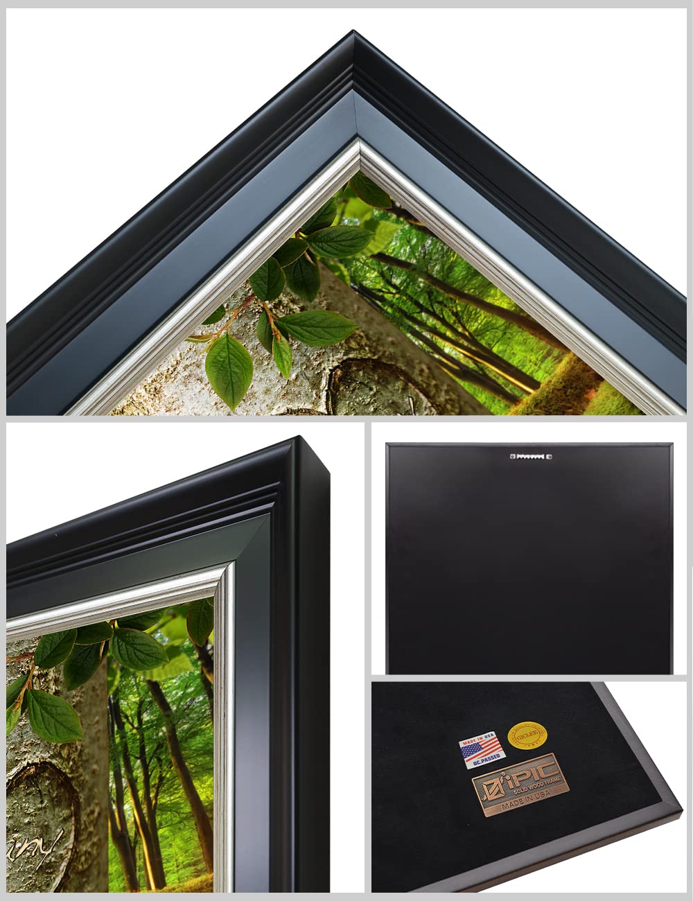 Ipic - Love Evergreen, Personalized Framed Wall Art With Names And Date On, Giclee Prints Framed With Solid Wood, Custom Memoria