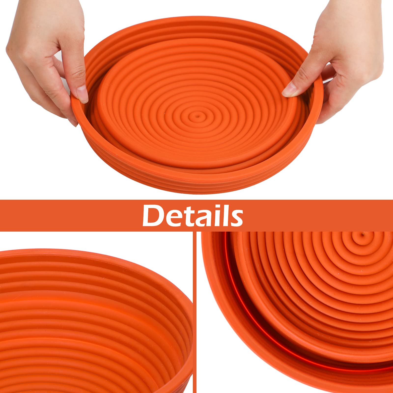 Webake Silicone Bread Proofing Basket,Collapsible Sourdough Bread Baking Supplies Dough Proofing Bowl Containers Oven Safe Bakin