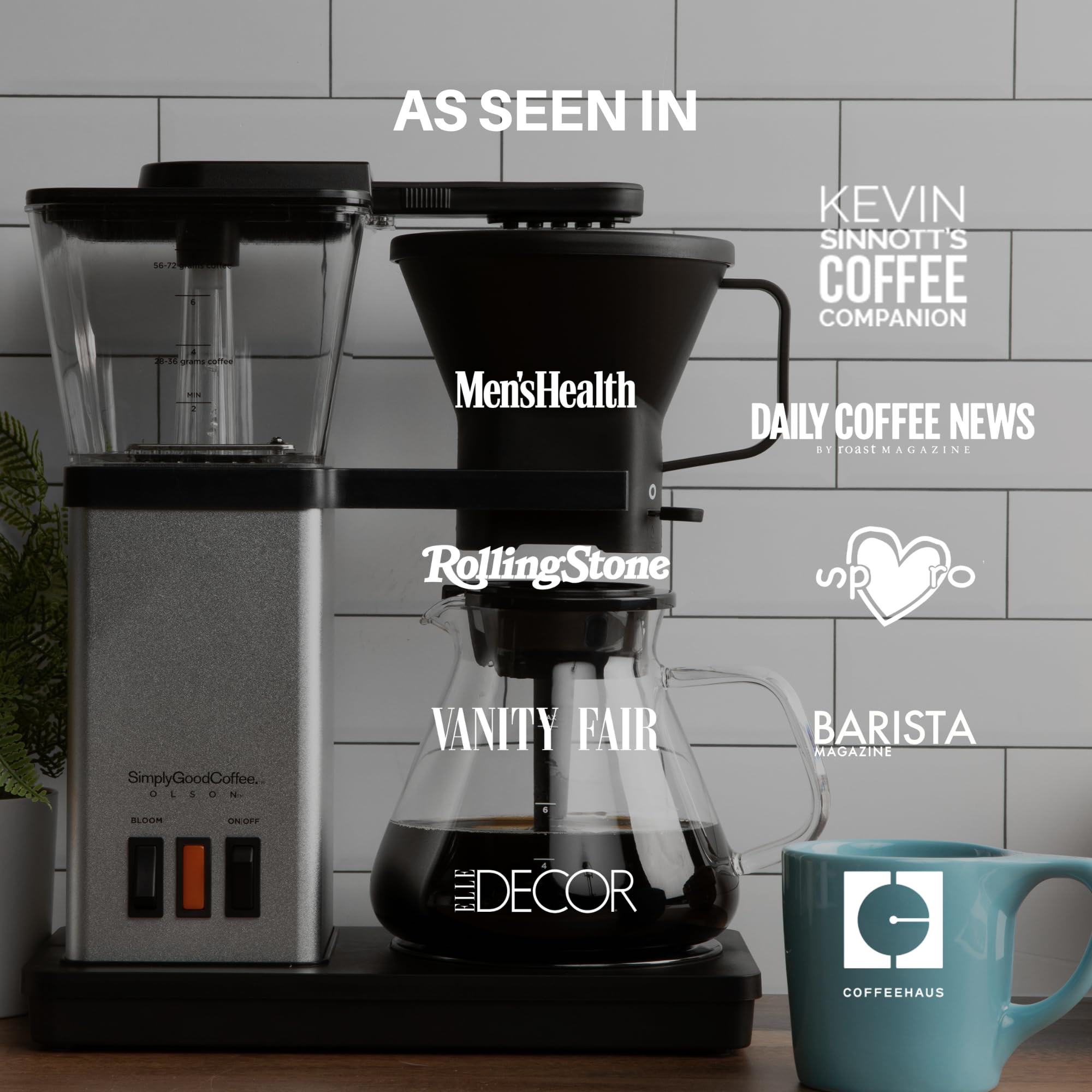Simply Good Coffee 8-Cup Drip Coffee Maker, Stainless Steel/Black, Model 320, Easy to Use, Durable Design