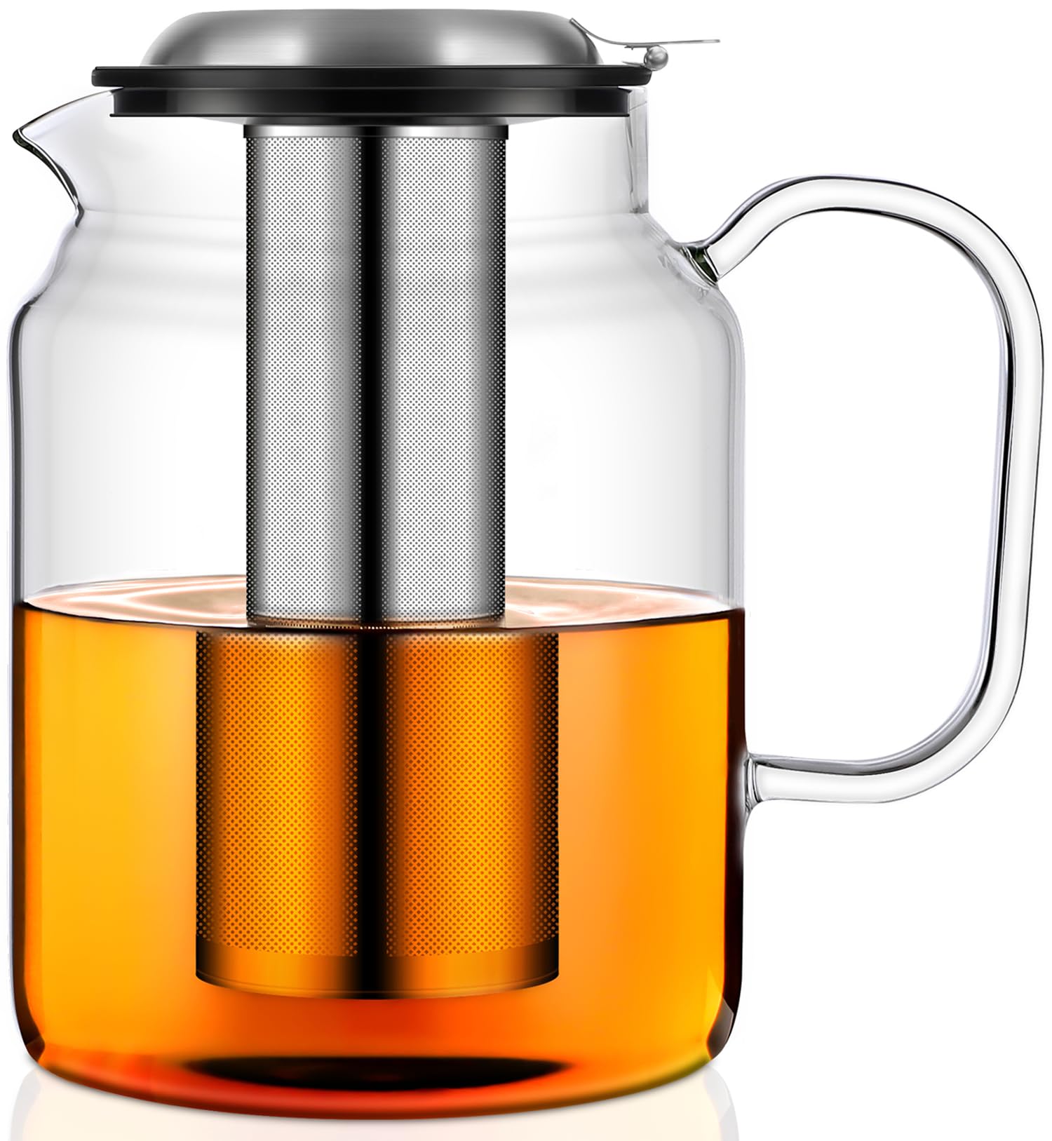 Aquach 85oz Glass Teapot with Stainless Steel Removable Infuser, Stovetop & Dishwasher Safe, Ideal for Brewing Loose Leaf & Bloo