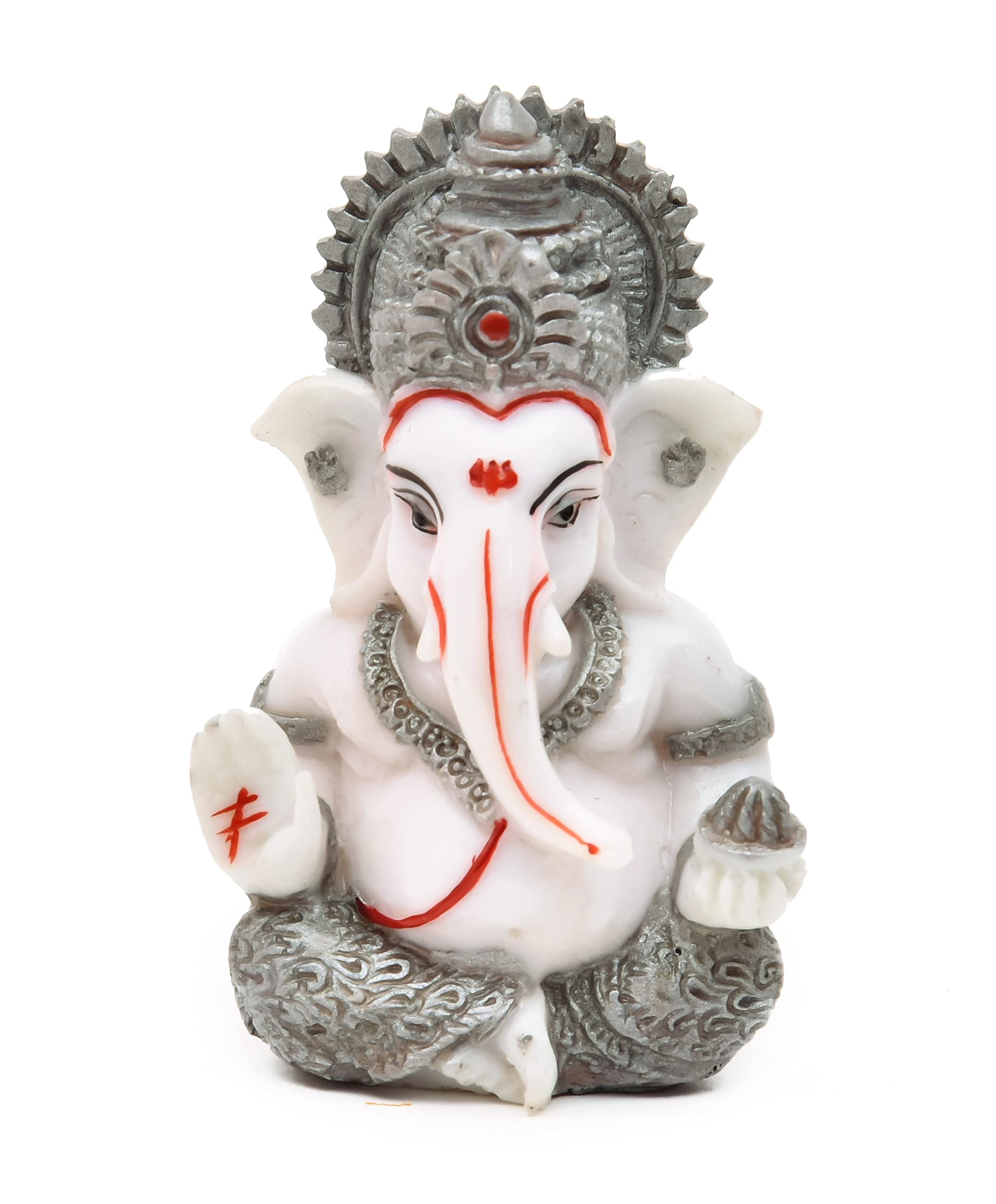 Household Hub Polyresin Hand Printed Ganesh Jimurti Lord Shiva Statue Marble Dust Syntheric For Pooja Room I Home Temple Decorat