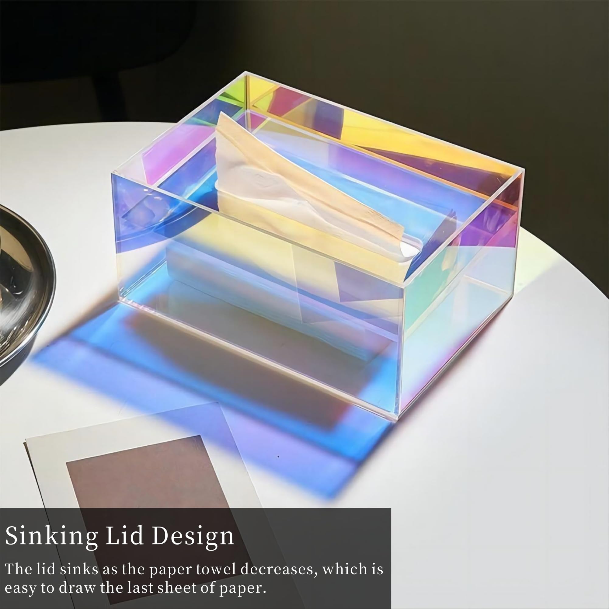 Tissue Box Cover, Acrylic Facial Paper Holder With Large Opening Napkin Dispenser For Bathroom Vanity Countertop Night Stands Of