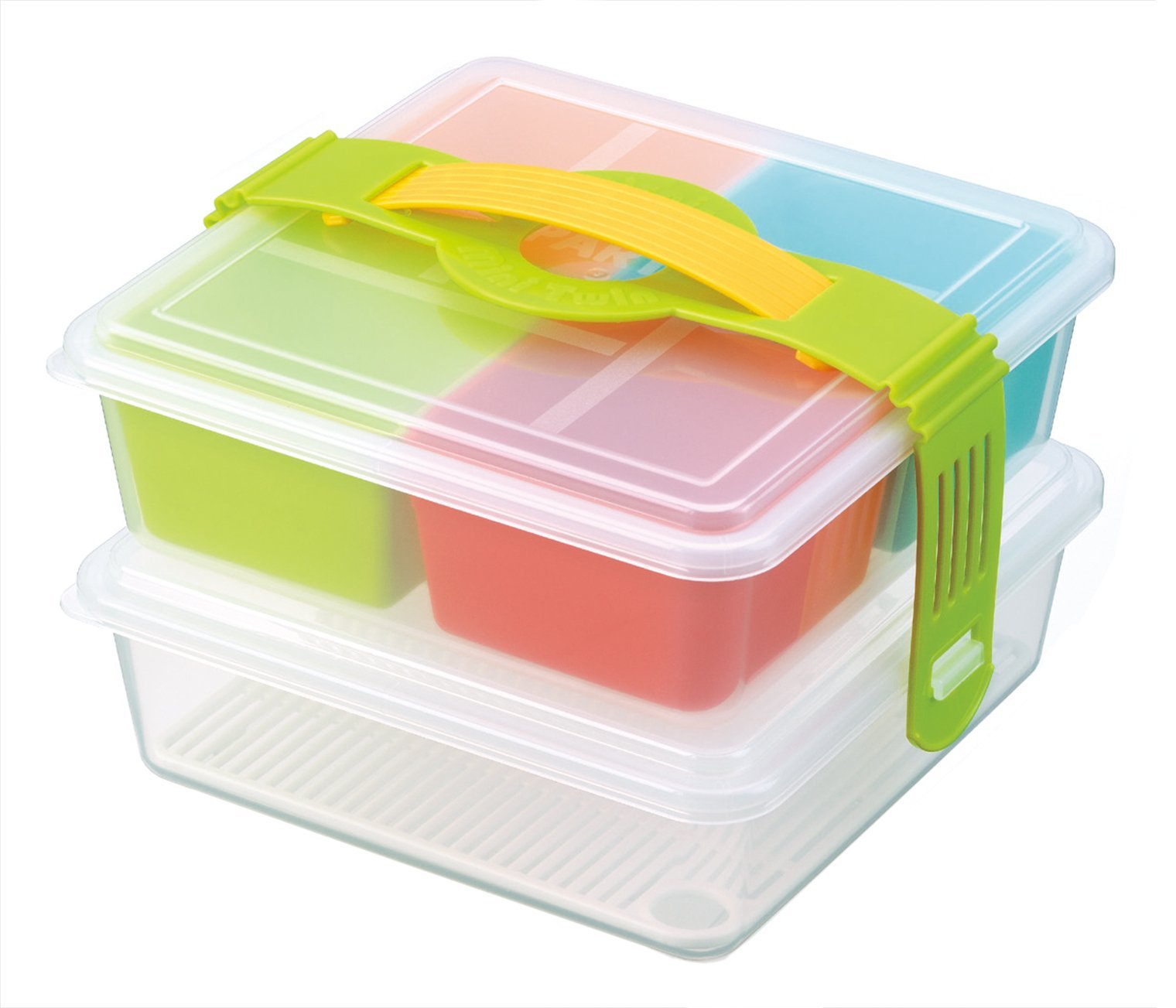 Inomata Bento Box, 7 Inches Wide X 7 Inches Long X 4.75 Inches Deep, Mix