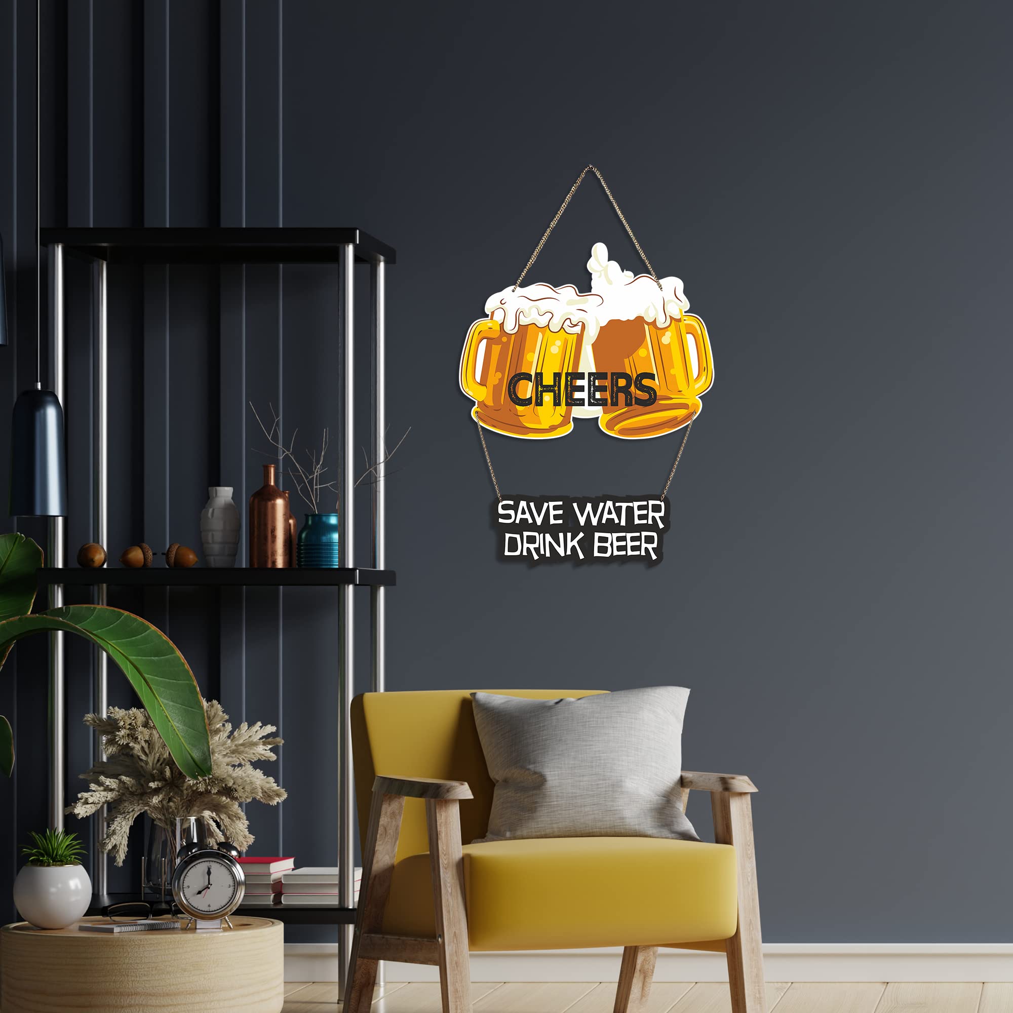 Artvibes Cheers Printed Wooden Wall Hanging with Quotes for Home Decor | Office | Gifts | Living Room | Bedroom | Wooden Decorat