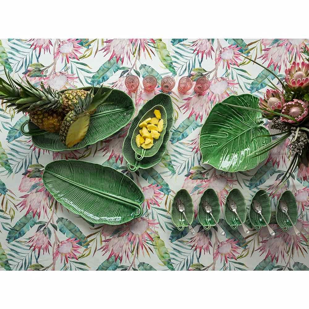 Bordallo Pinheiro Green Banana Leaf Earthenware Salad Bowl