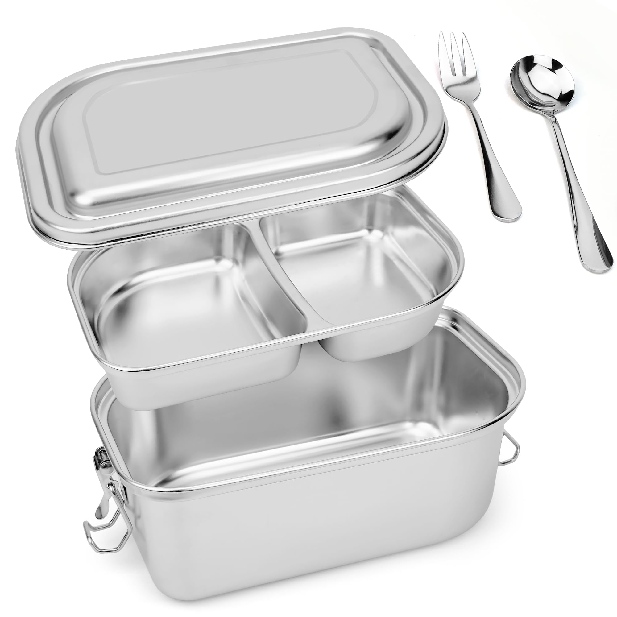 Lunbengo 8.6'' X 5.9'' Stainless Steel Lunch Container Bento Box, Metal Lunch Box, Metal Food Containers Stainless Steel Food Co