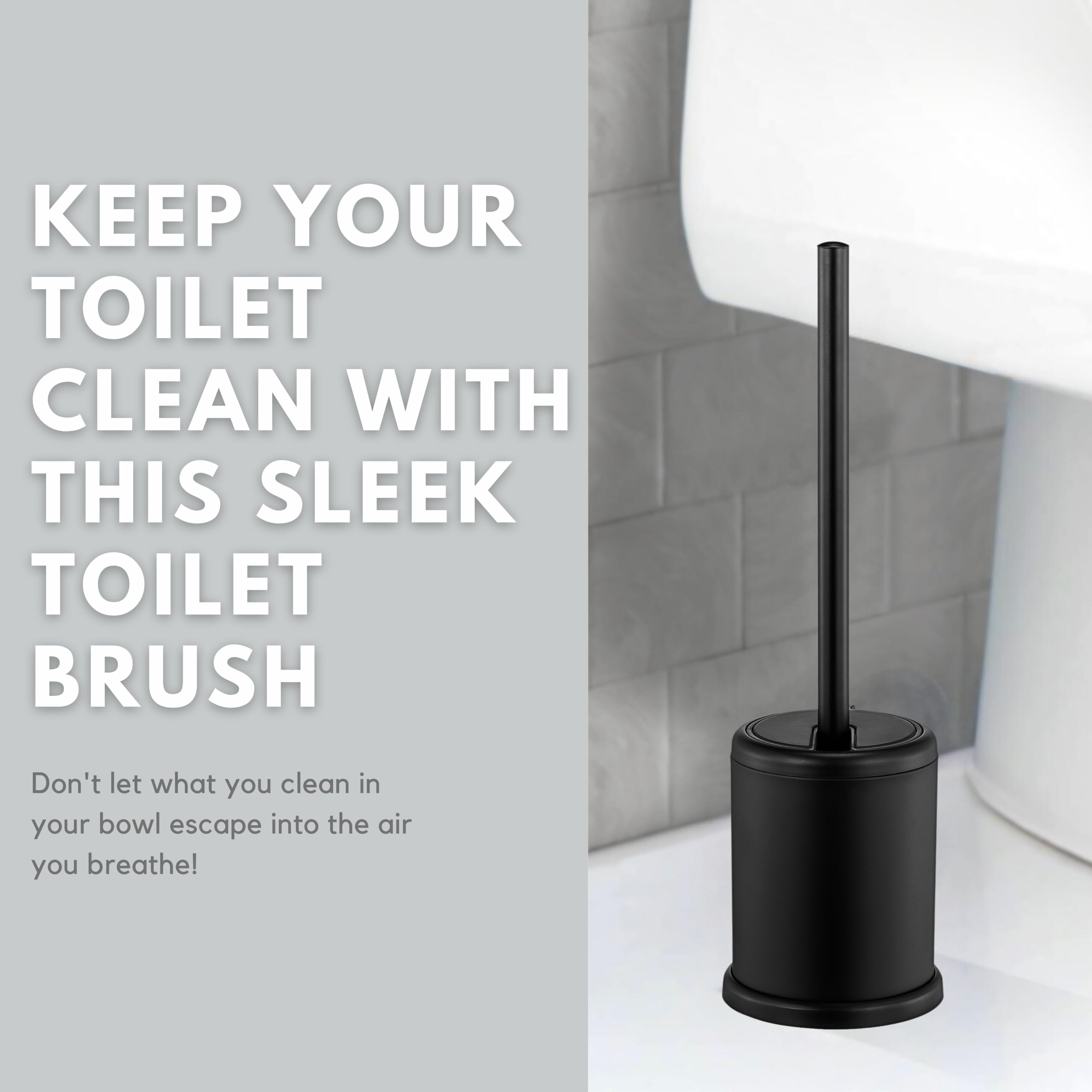Toilettree Products Deluxe Toilet Brush With Lid - Black 2 Pack