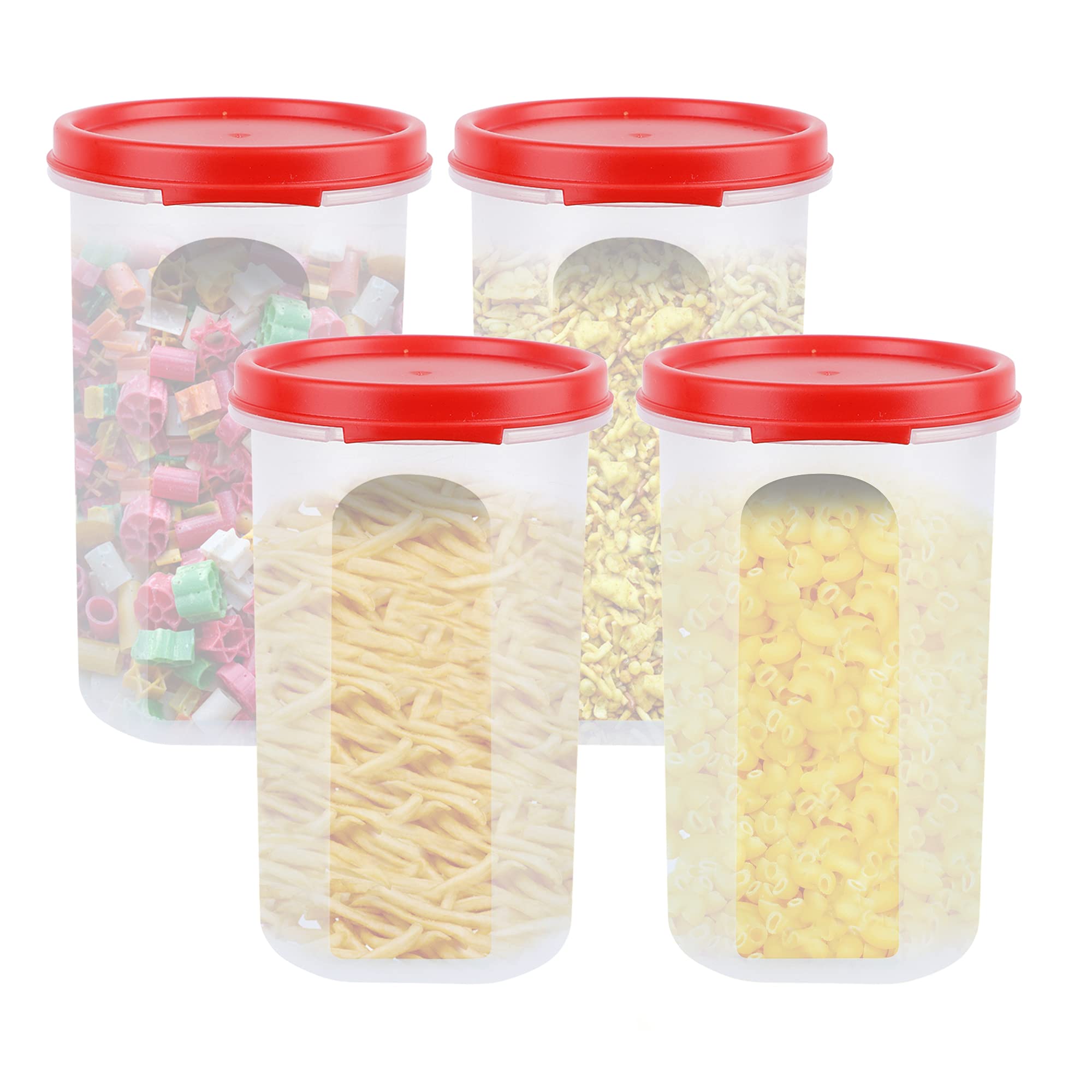 Cutting Edge 585Ml Smart Slim Storage Airtight ContainerRed,Set Of 4