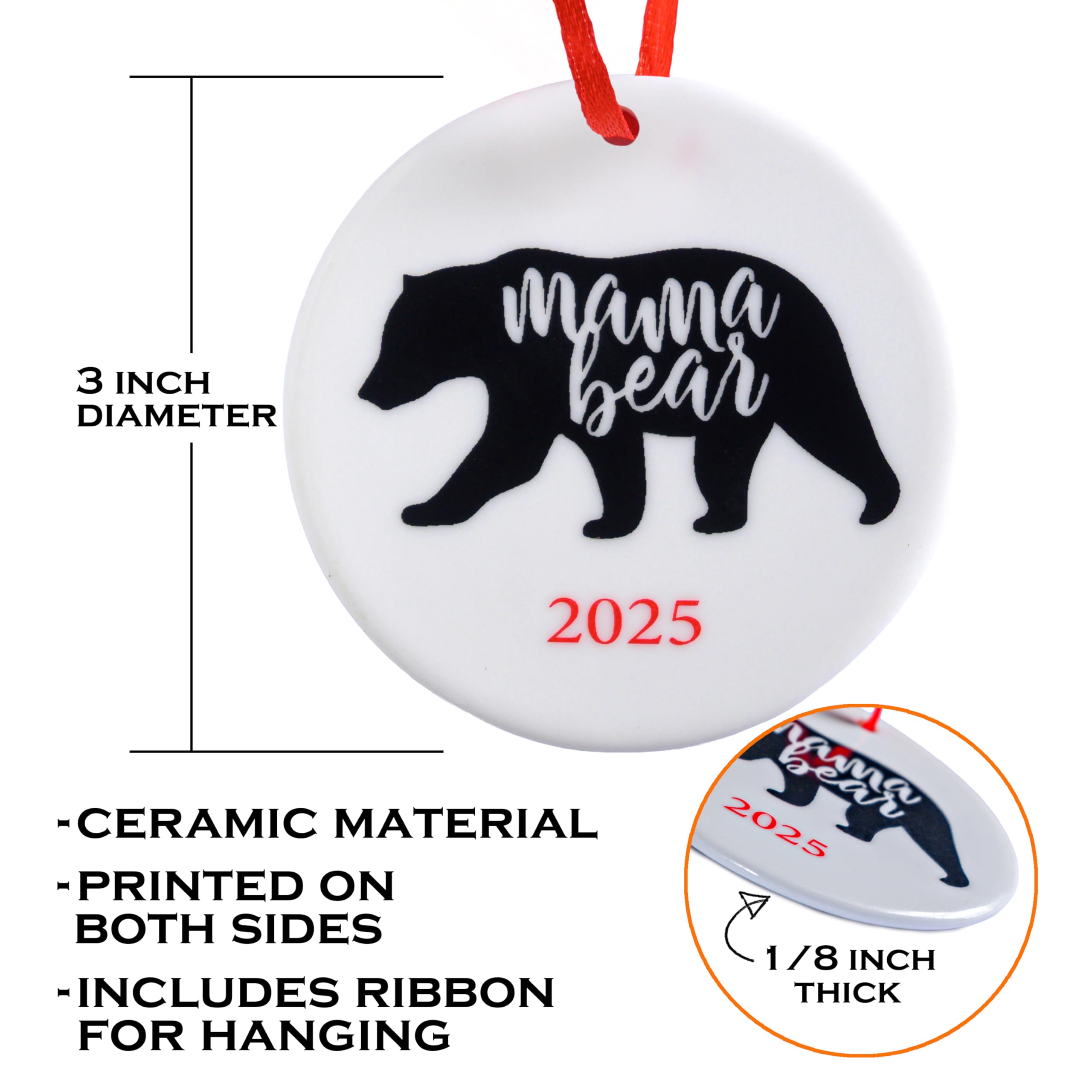 Mama Bear Christmas Ornament 3 Inch, Mama Bear Ornament, Polar Bear Christmas Ornament, Best Mom Christmas Tree Decor, Super Mom