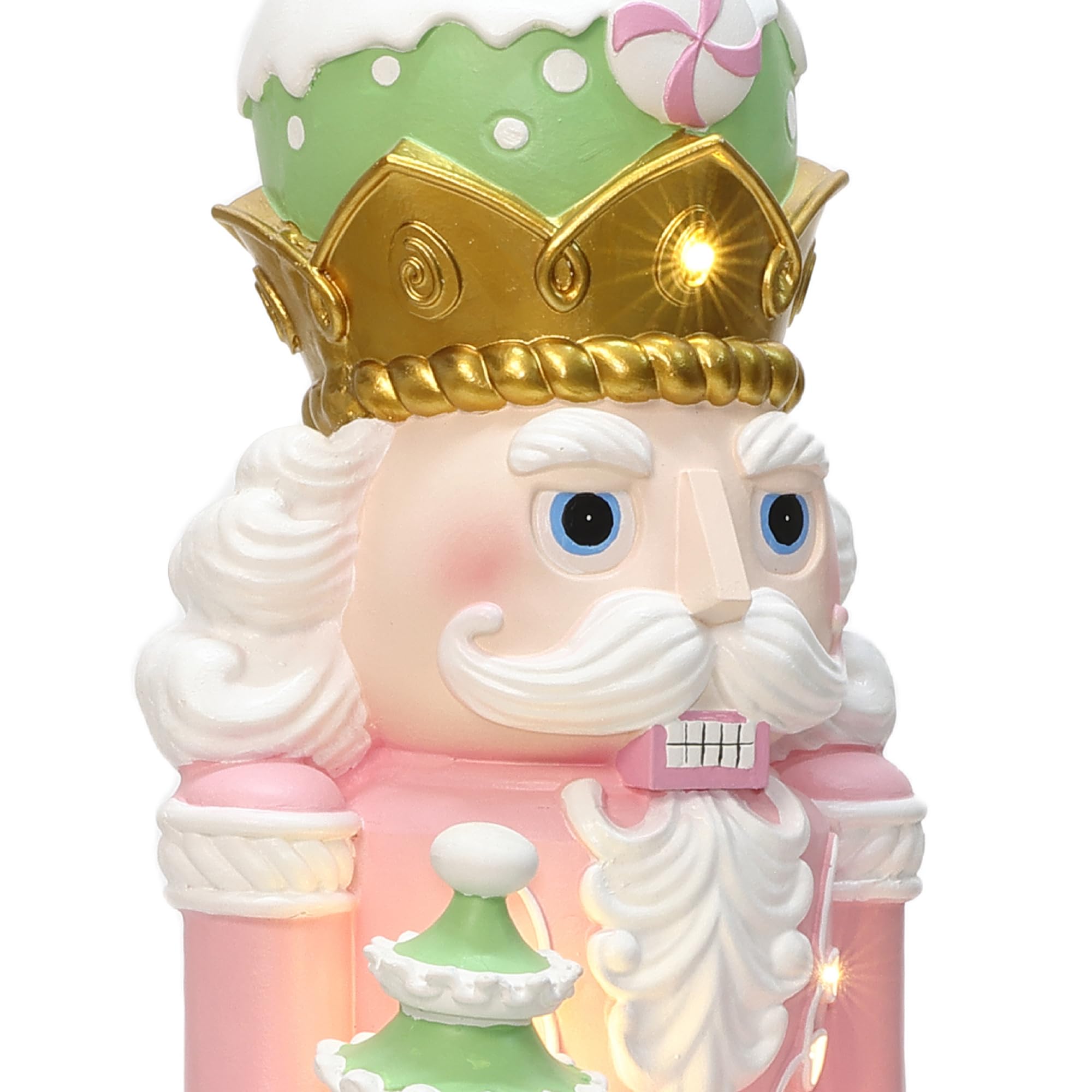 LuxenHome 3FT Tall Nutcracker Christmas Decoration, Candy Theme Large Nutcracker Soldier Decoration with Candy Tree, Lighted Chr