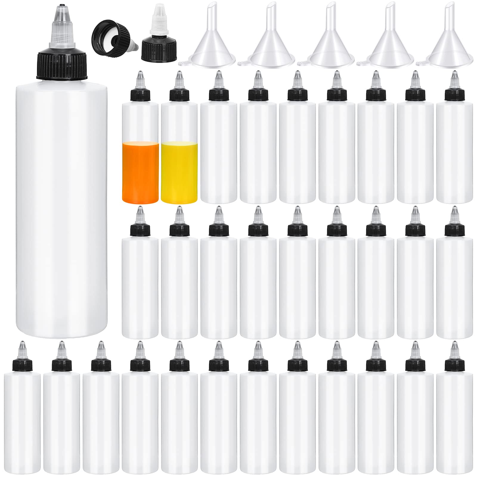 Eccliy 50 Pack 8.5 Oz Plastic Squeeze Condiment Bottles With Twist On Cap Lids, Sauce Squeeze Bottle Multipurpose Squirt Bottles