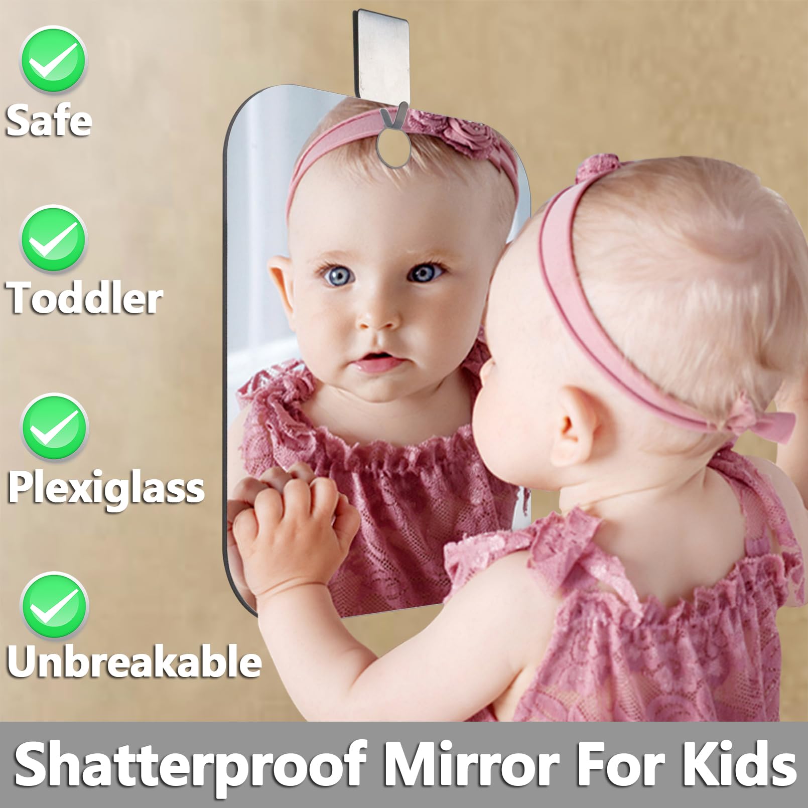 Shower Mirror for Shaving, Larger 11 x 8 Inches Mirror for Wall Hanging Kids Safety, Frameless Portable Travel Camping Mirrors,