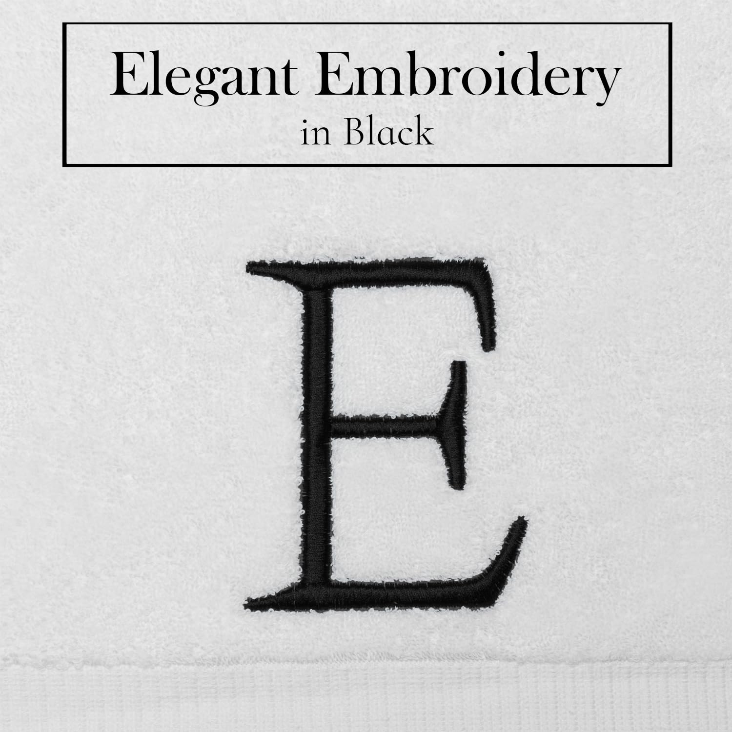 Black Monogram Hand Towel For Bathroom - Monogrammed Initial Hotel Quality Decorative Embroidered Luxury Towel For Powder Room,