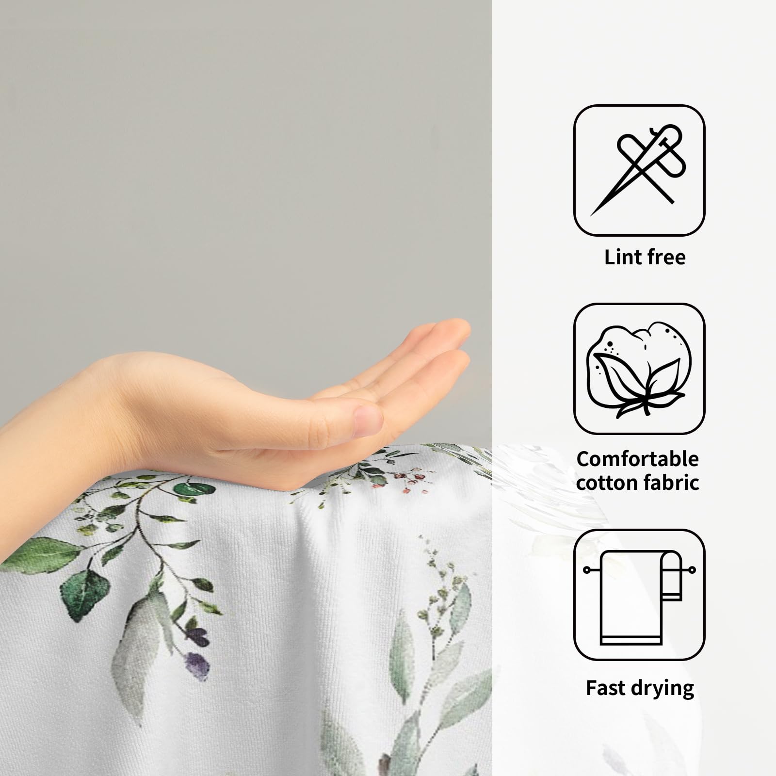 Green Eucalyptus Hand Towels Set Of 2 Sage Leaves Soft Absorbent Small Bath Towel Kitchen Dish Guest Towel For Bathroom Hotel Gy