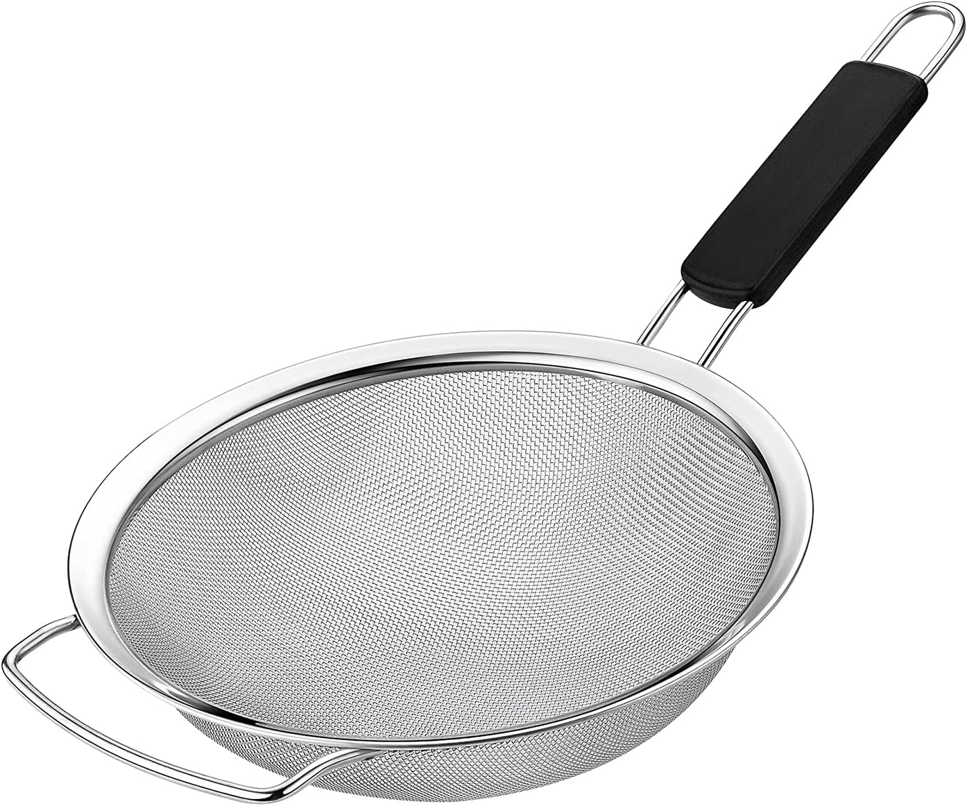 Kafoor 7'' Fine Mesh Strainer With Thermo Plastic Rubber Handle - Sieve Fine Mesh Stainless Steel - Ideal To Strain Pasta, Quino