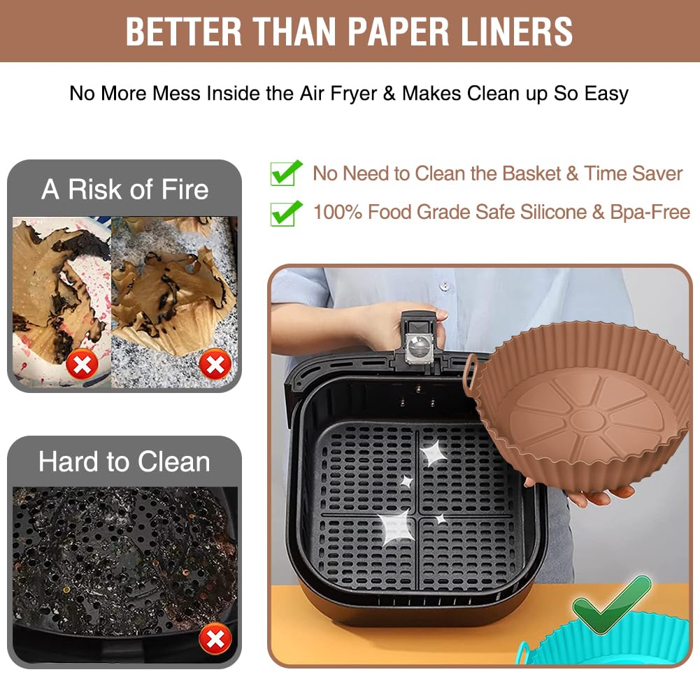 Air Fryer Silicone Liners For Ninja Air Fryer Af101 4Qt Af161/Af150 5.5Qt, For Cosori/Gourmia/Powerxl/Instantpot/Fabuletta/Phili