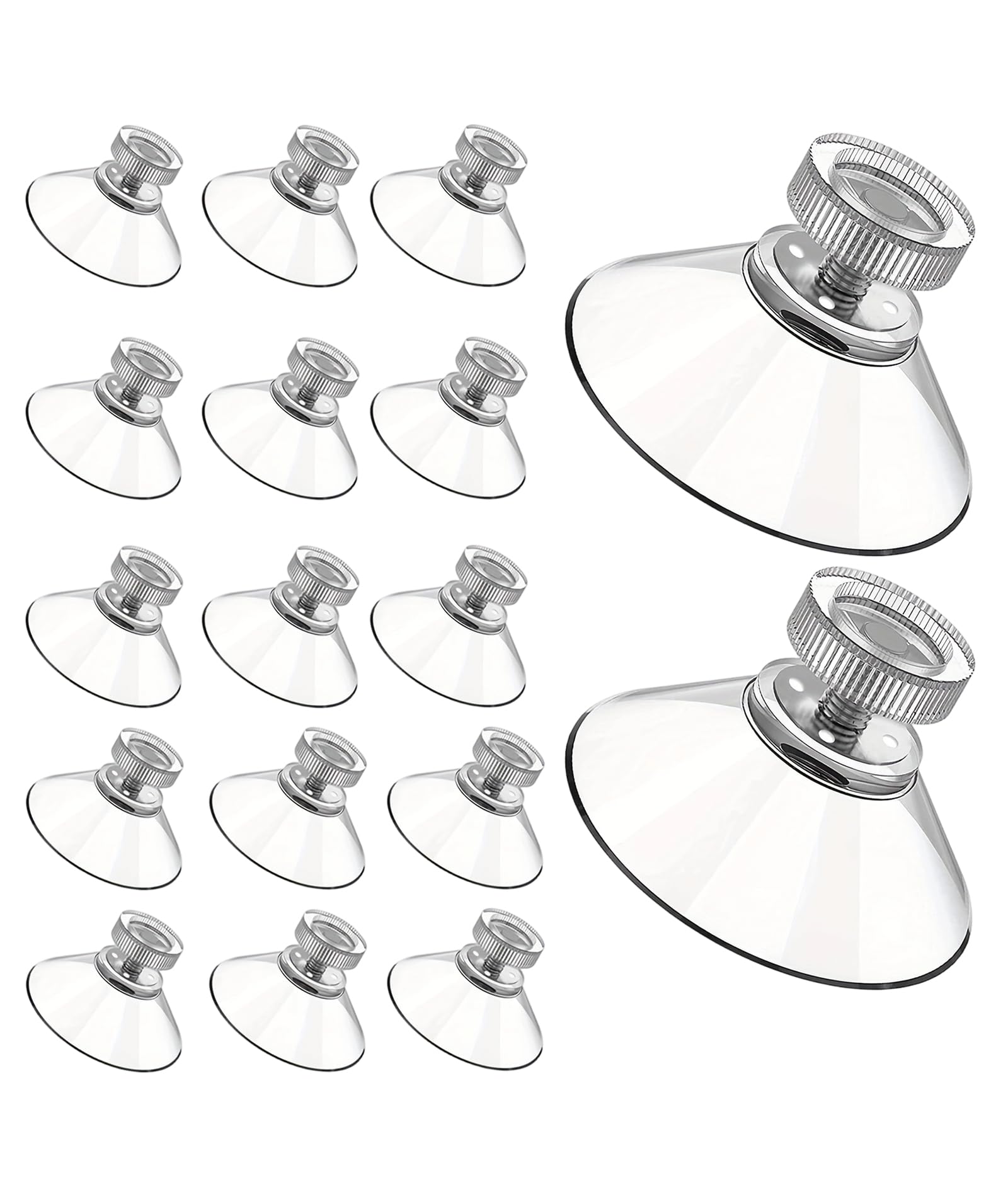 Zippyliva 15Piece ScrewOn Suction Cup Set, 32Mm Pvc Reusable Suction Cups And Hooks For Smooth Surfaces, NoDrill Mounting Hol