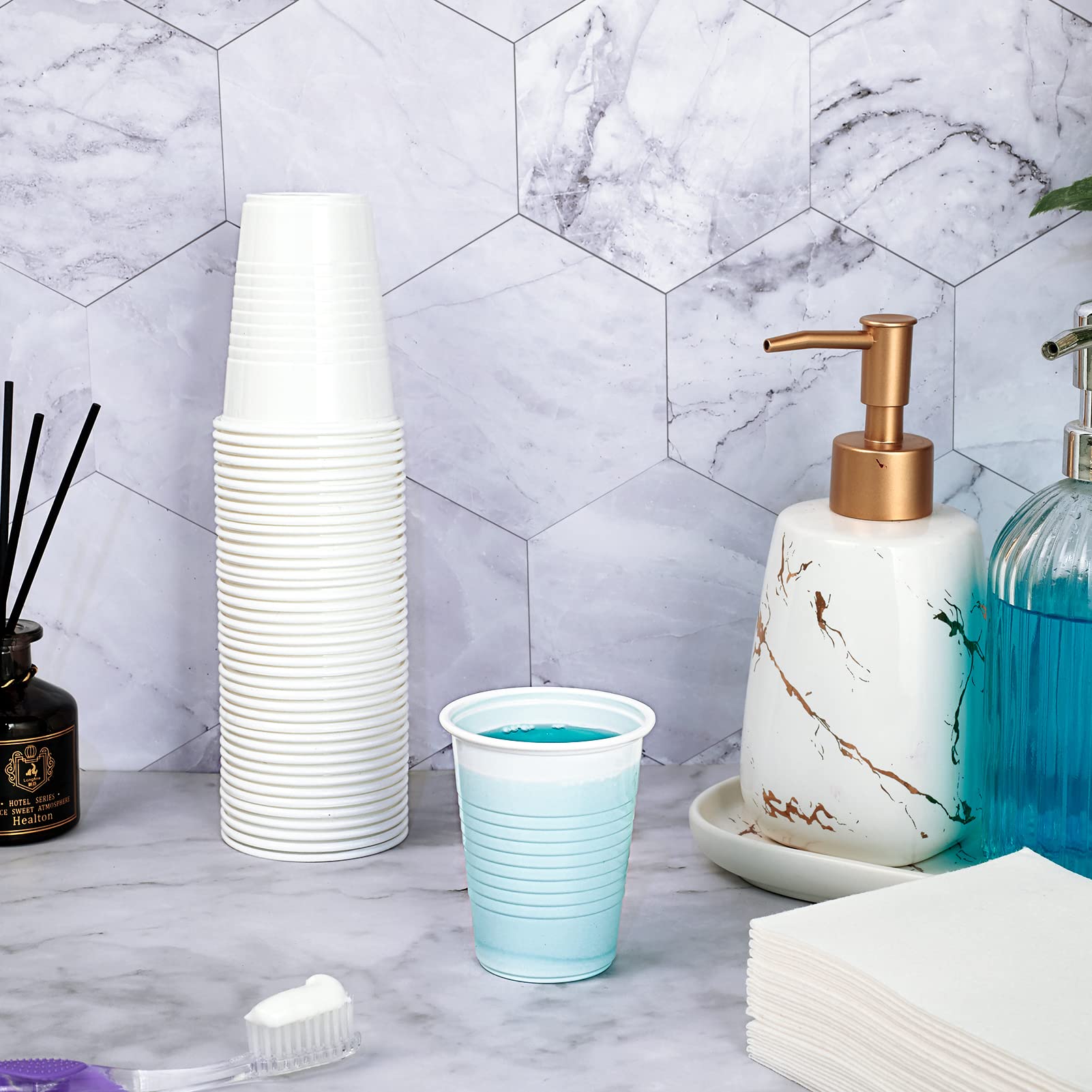 Lilymicky 500 Pack 5 Oz Disposable Plastic Cups, Small Plastic Drinking Cups, White Beverage Tumbler For Tasting, Drinking And P