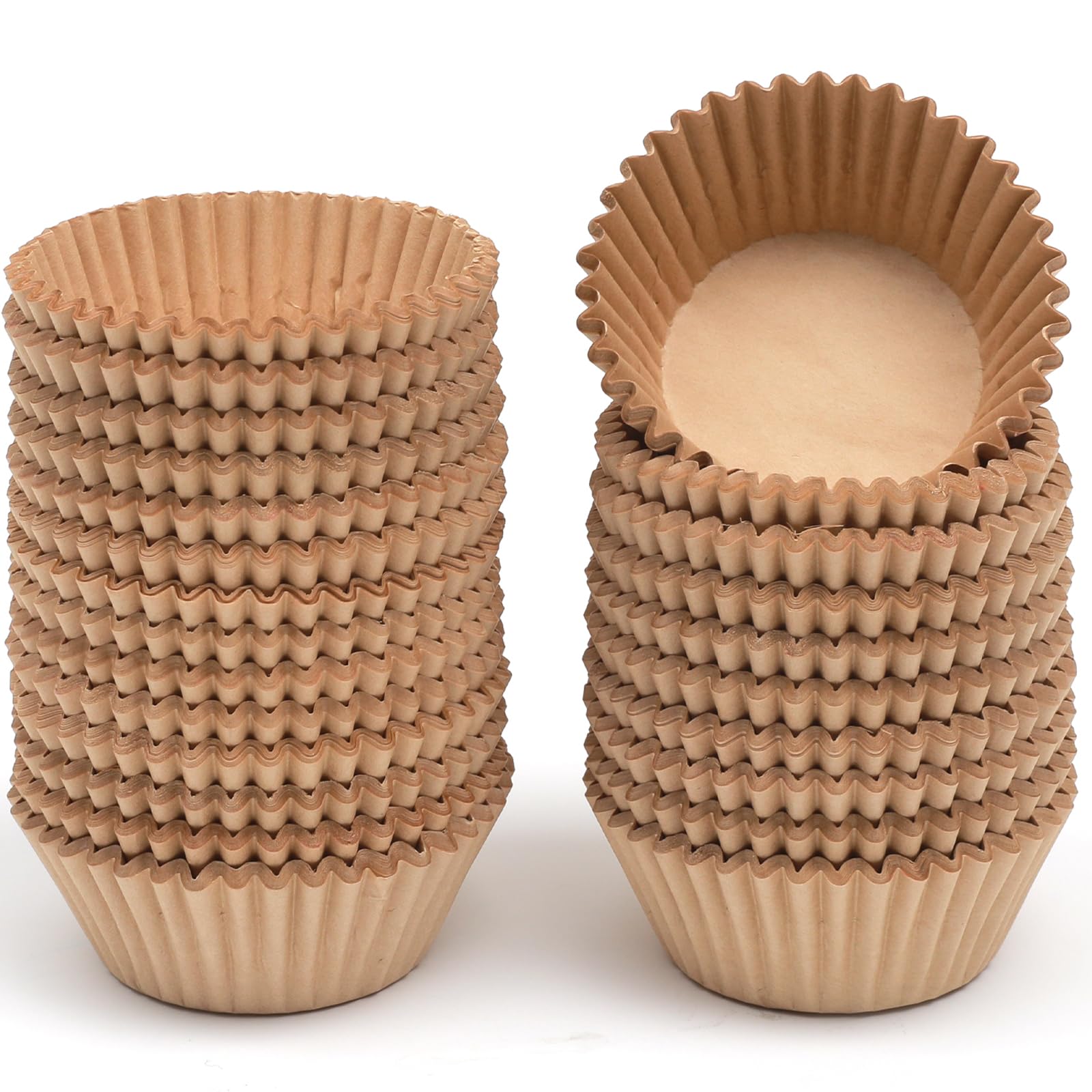 Qiqee 300 Count Jumbo Cupcake Liners Natural Muffin Liners Food Grade Jumbo Size Baking Cups Paper No Smells(Large Size)