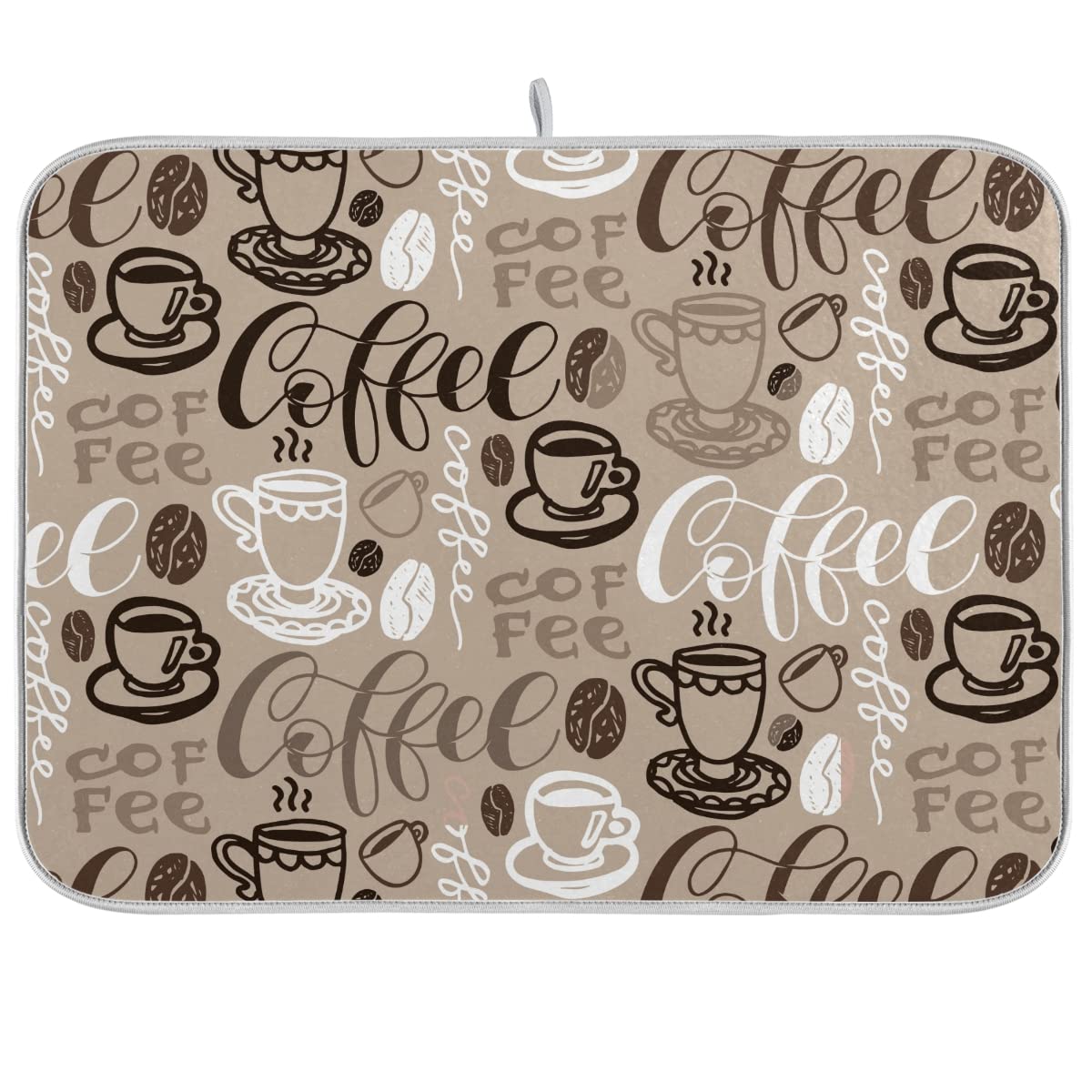 Coffee Mat Coffee Cup Drying Mat Coffee Maker Mat For Counter Tops,Coffee Lover Microfiber Dish Drying Mats Large Brown Kitchen