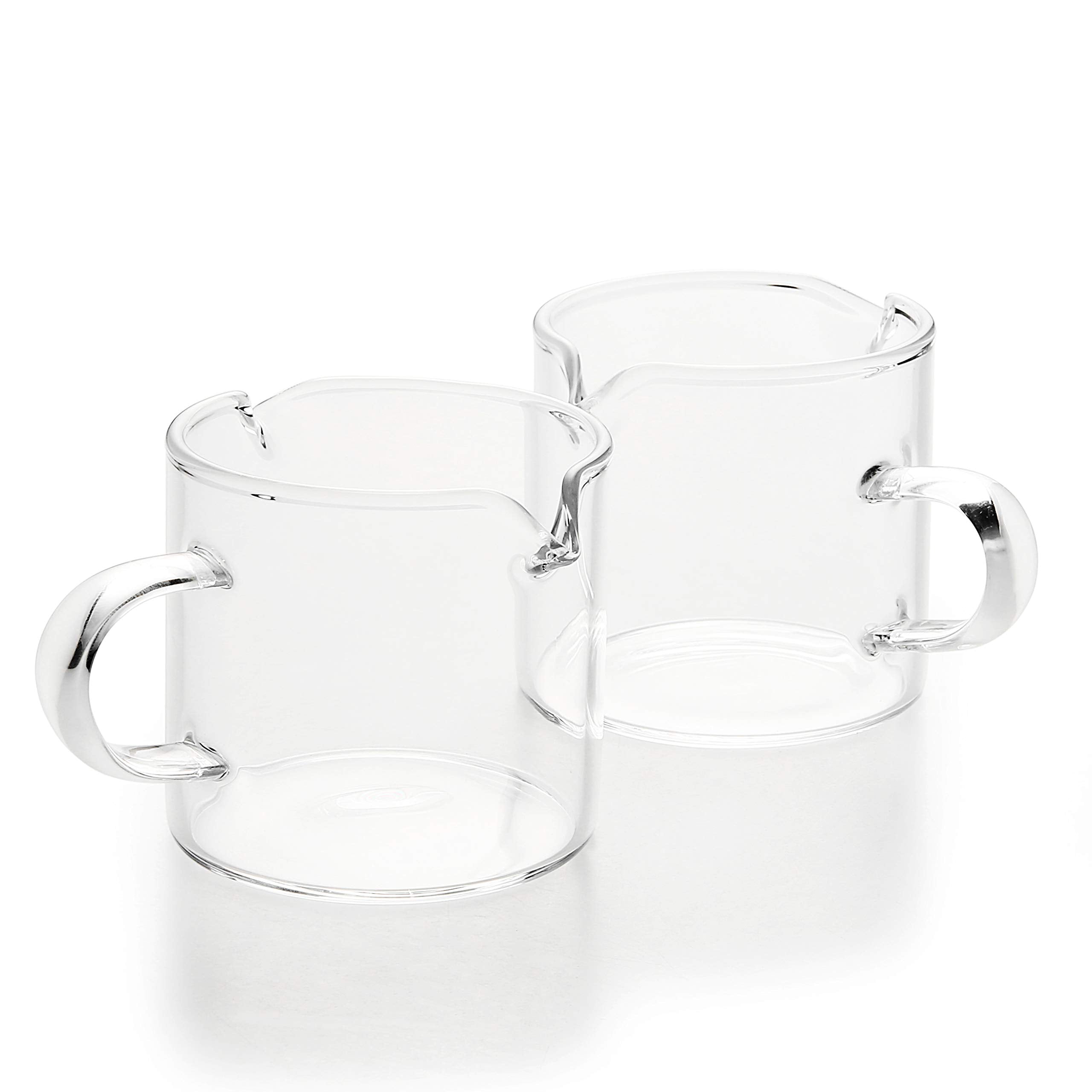 Bcnmviku Shot Glasses Espresso Parts Double Spouts Milk Cup Clear Glass (Clear Glass-2Pack)