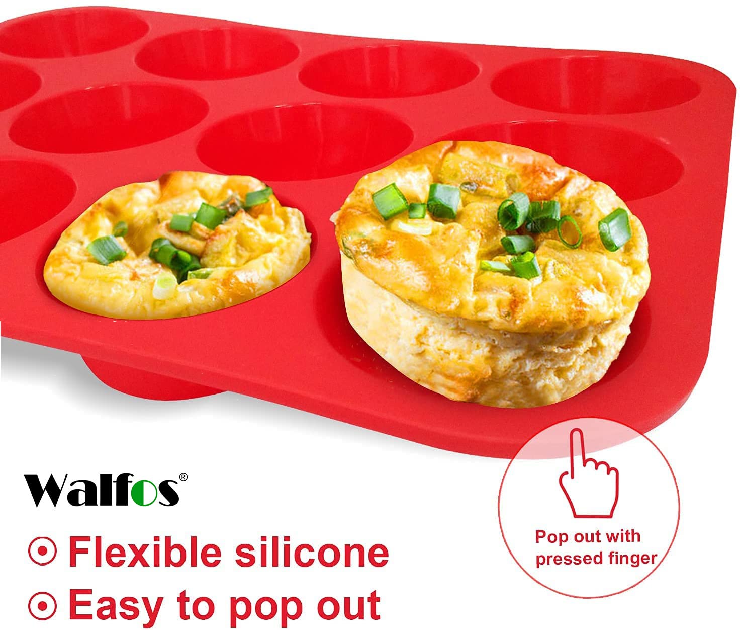 Walfos Silicone Muffin Pan Set - Regular 12 Cups Silicone Muffin Pan And Mini 24 Cups Cupcake Pan - Bpa Free And Dishwasher Safe