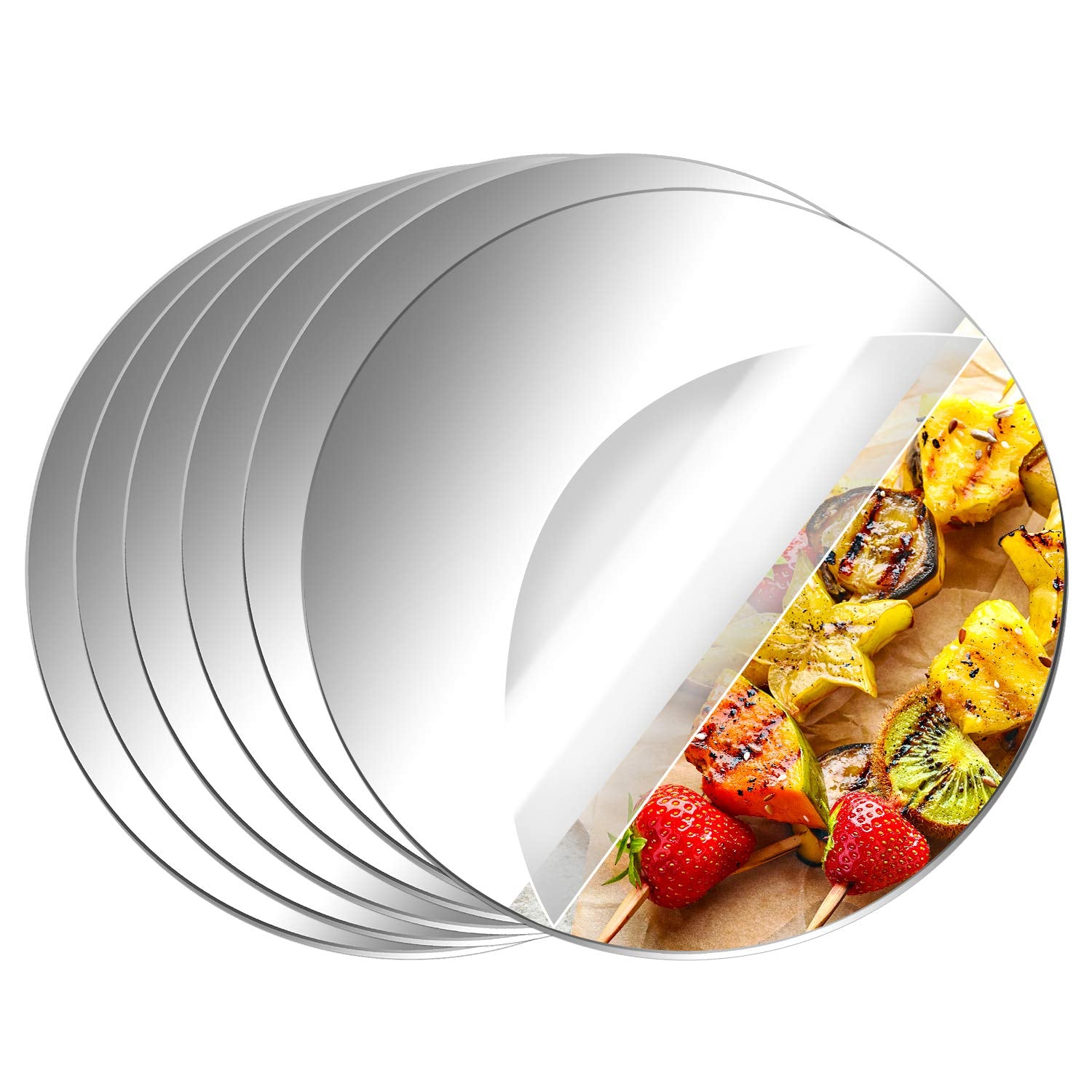 Aneco 6 Pack Acrylic Round Mirrors Non Glass Round Mirror Plate Self Adhesive Mirror Stickers for Home Wall Decor or Wedding Tab