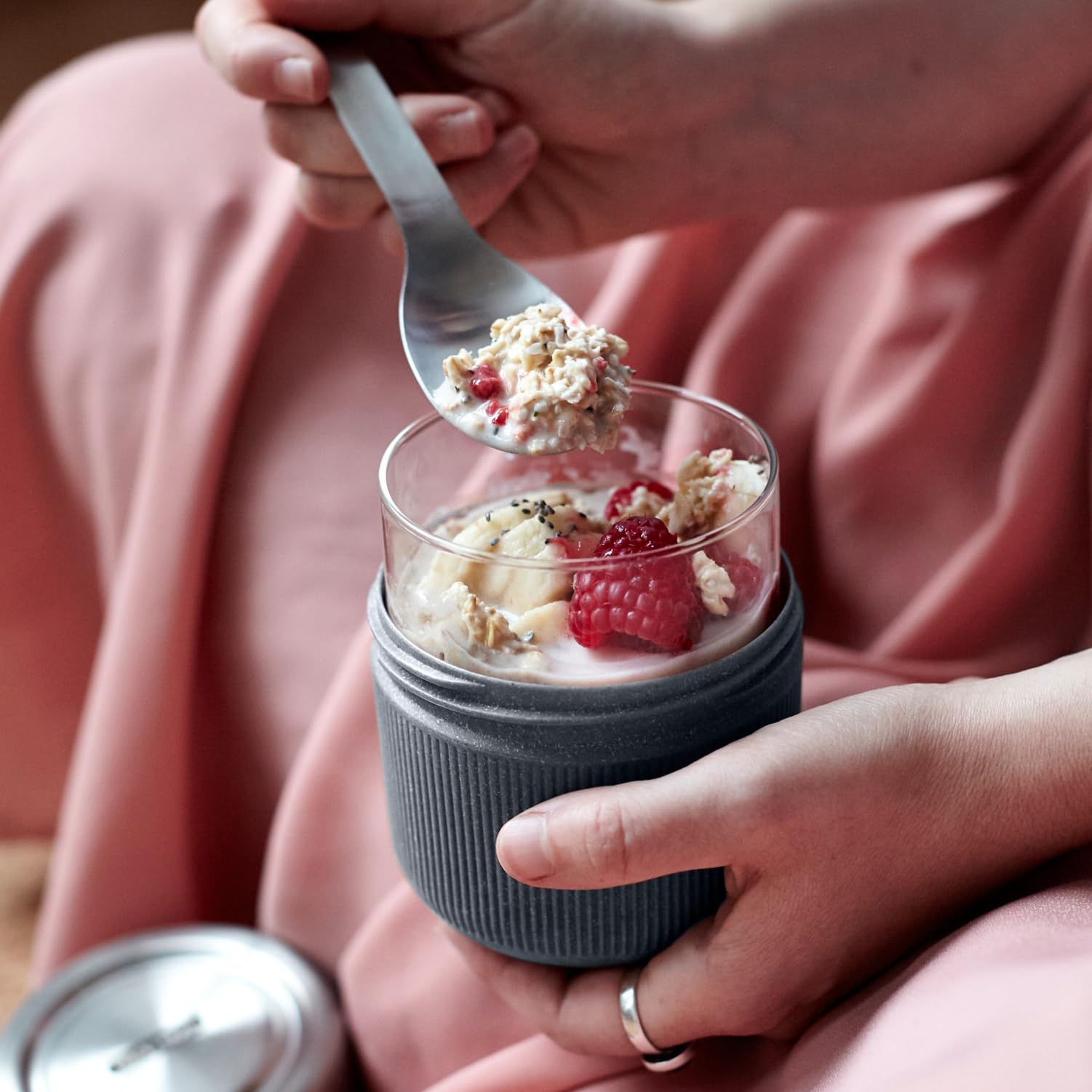 Black + Blum Gr-Lb-S015 Glass Bowl | Leakproof Meal Prep Lunch Box Food Container, Stainless Steel, Polypropylene With Wood Fibr