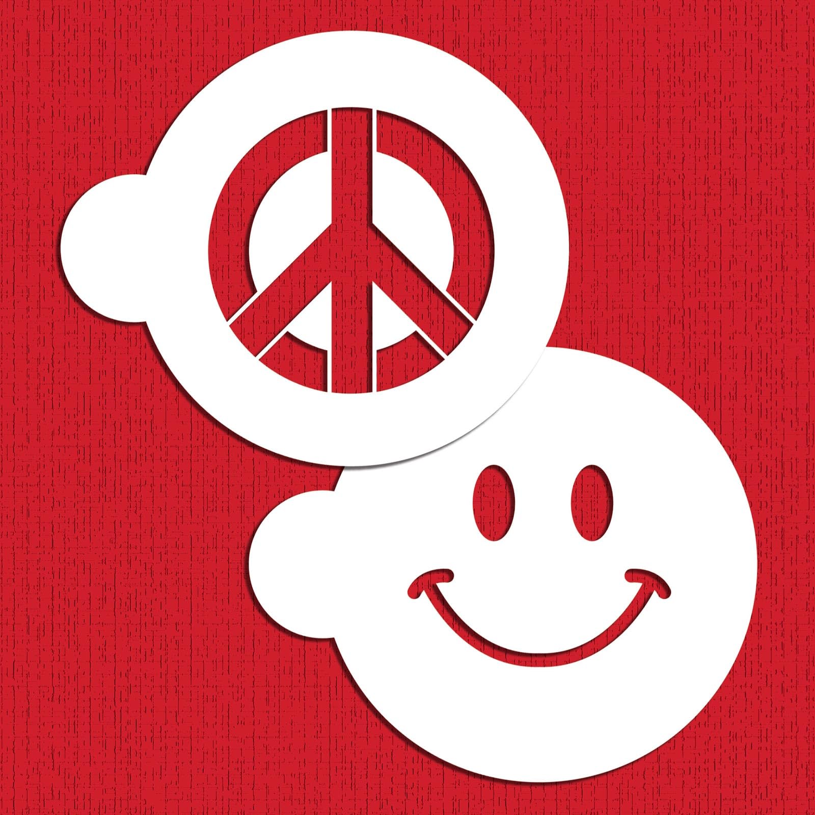 Designer Stencils Peace & Happiness Cookie Set Stencils, Beige/Semi-Transparent