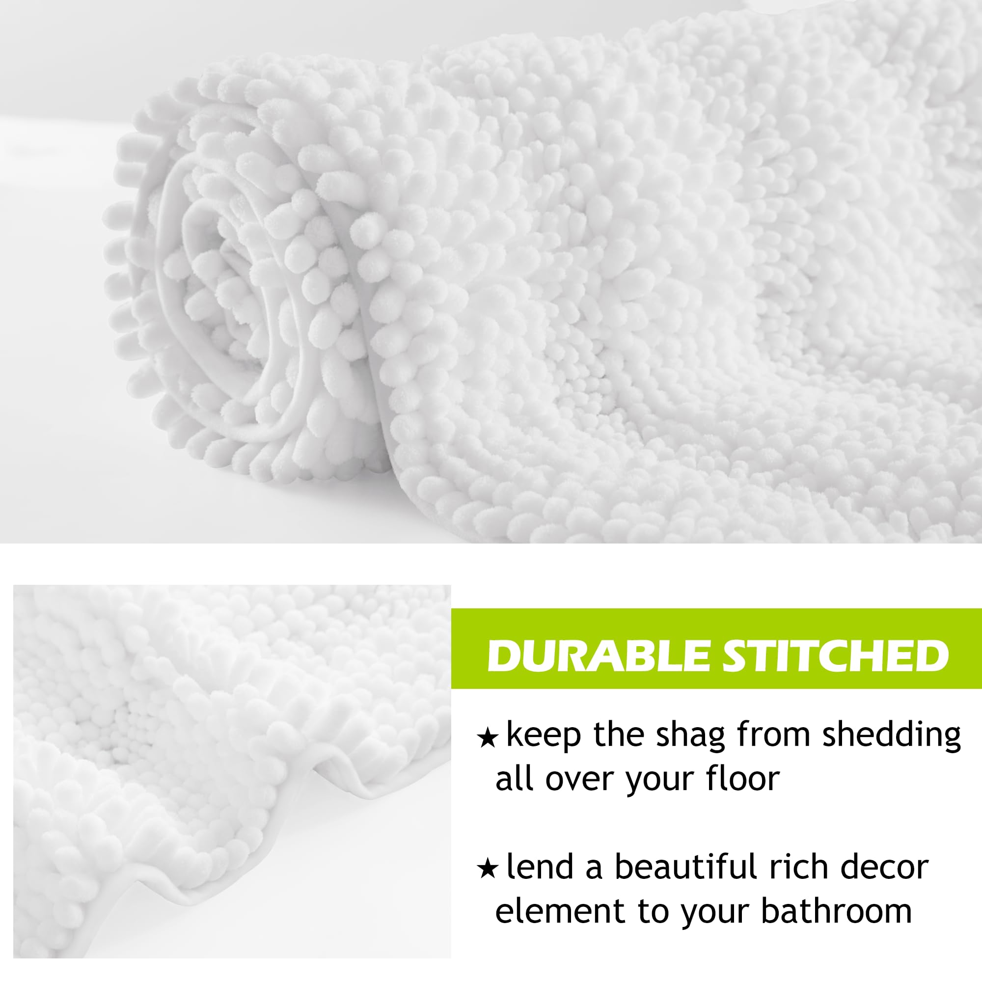 Bathroom Rugs - Super Soft Bath Mat Non-Slip Plush Carpet Runner For Tub Washable Absorbent Microfiber Chenille Floor Carpet For